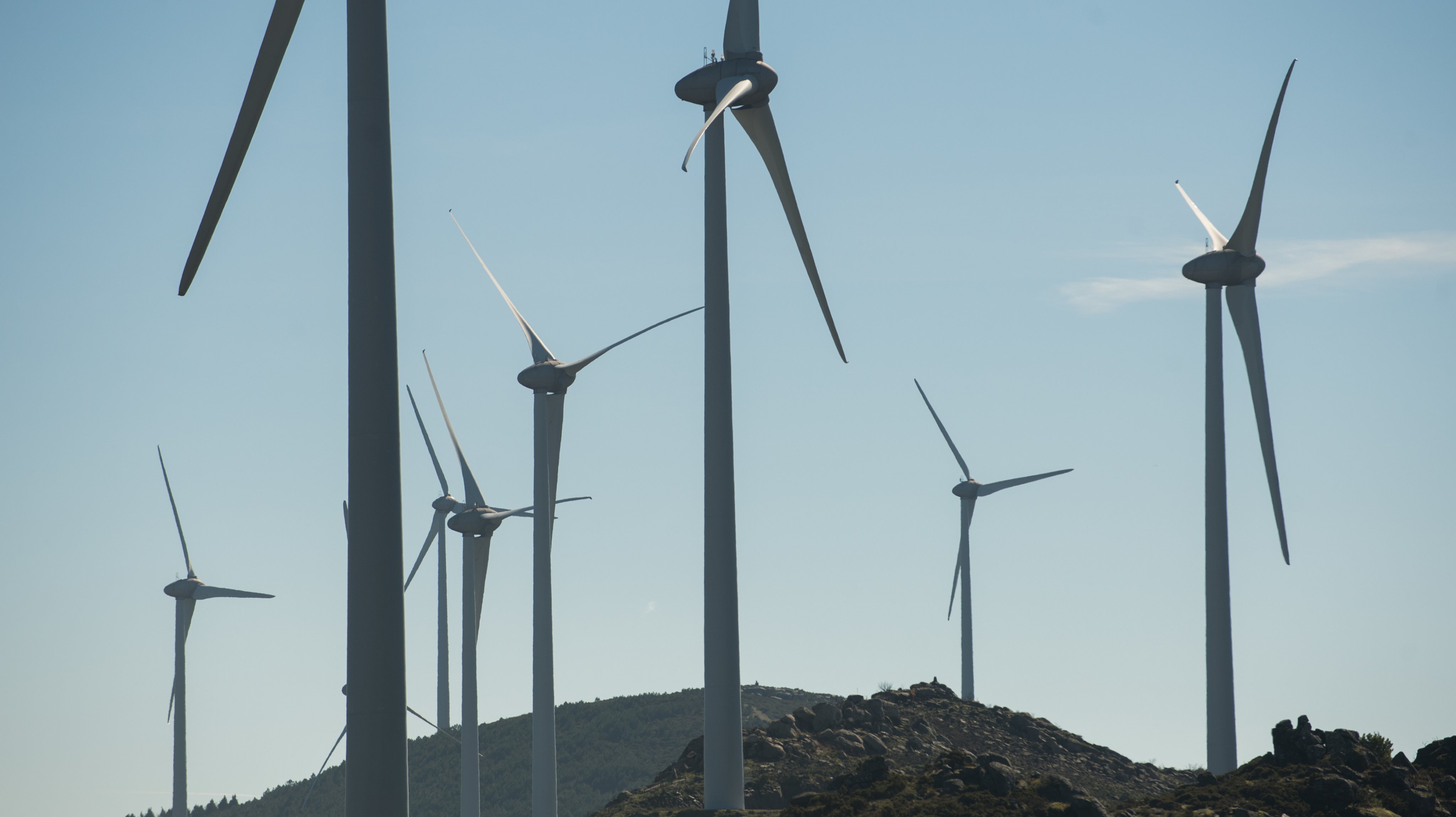 A general view of wind turbines on the sub park Mendoiro-