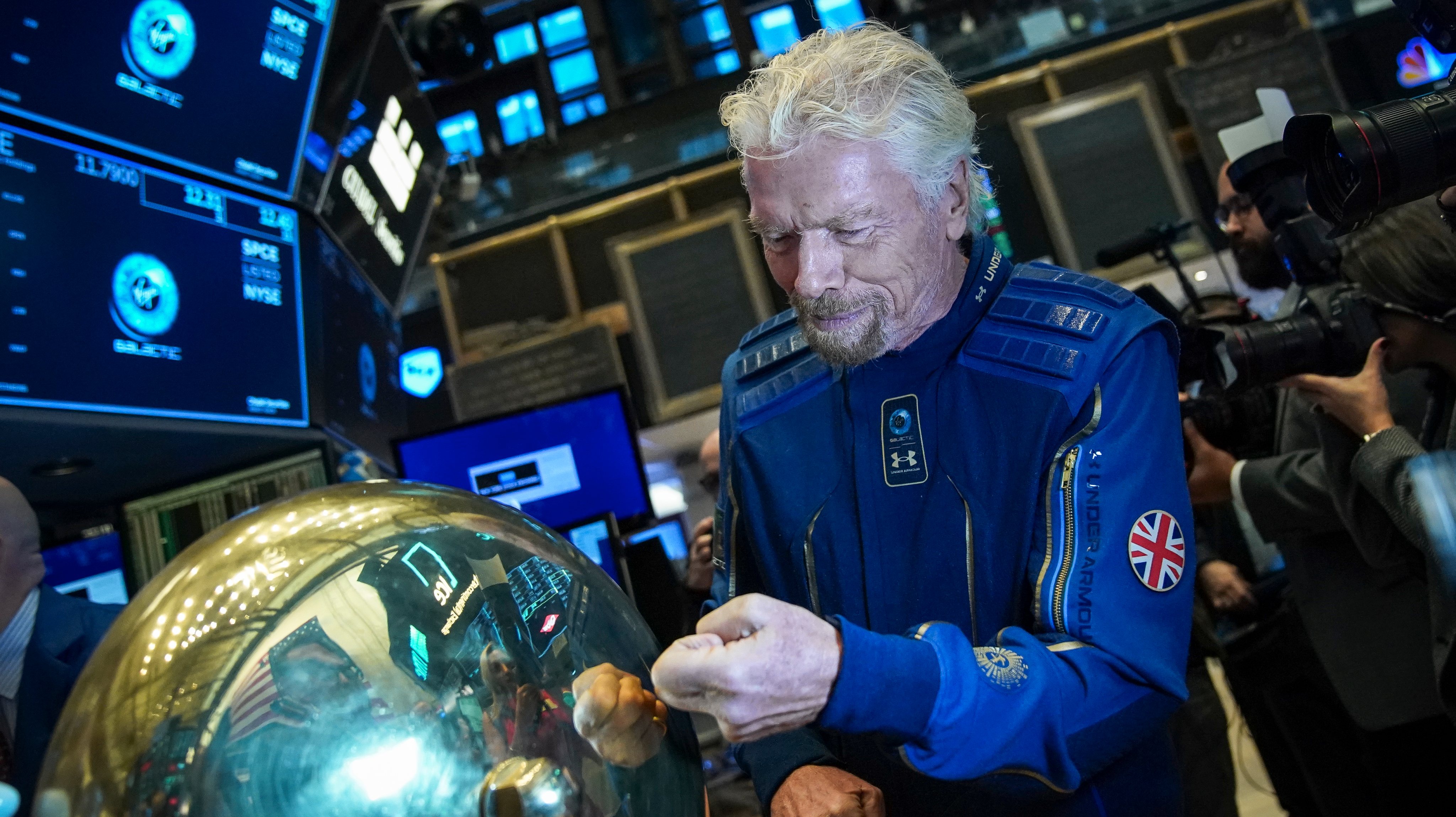 Sir Richard Branson Rings Opening Bell As Virgin Galactic Holdings Joins NYSE