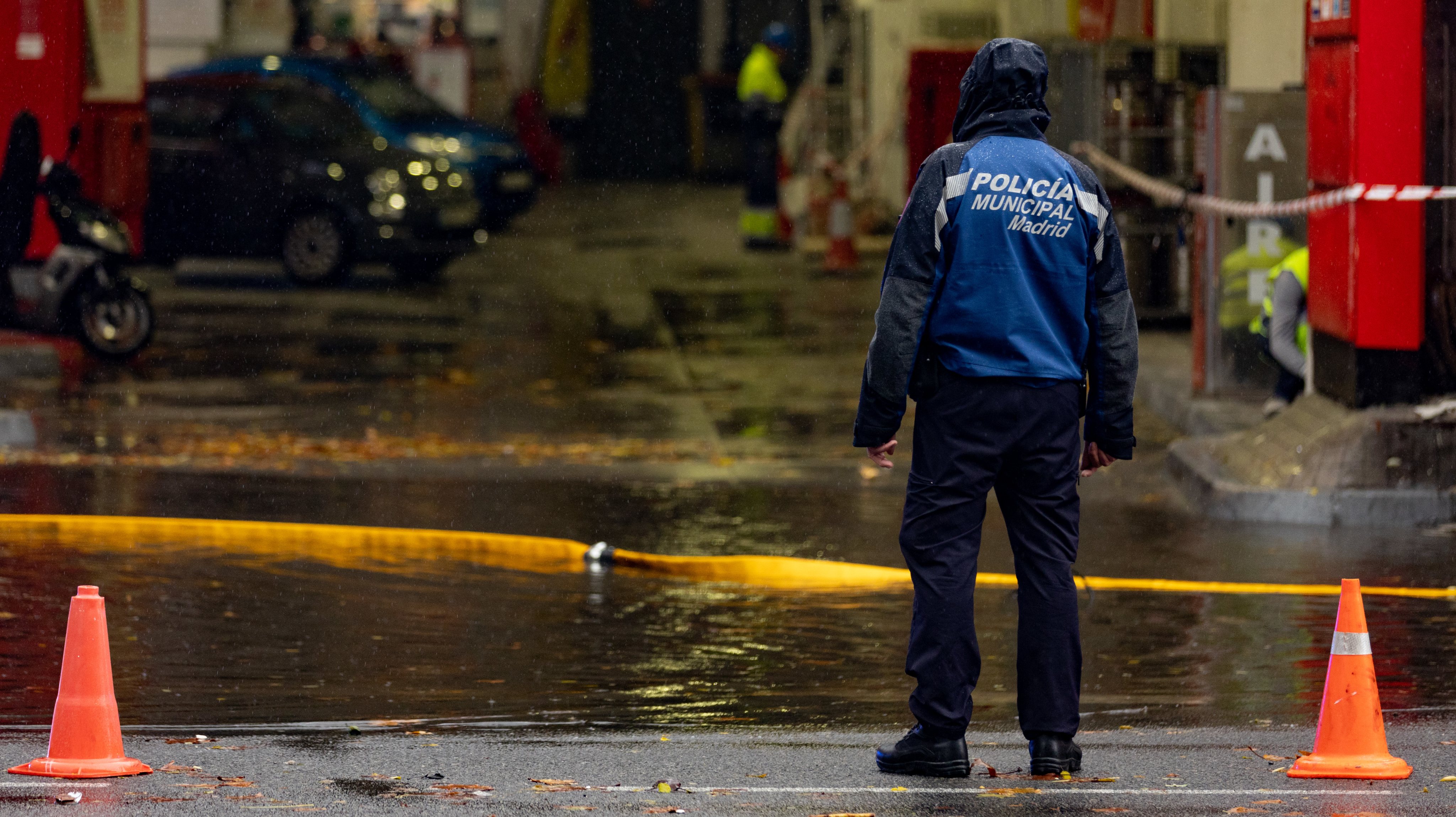 Firefighters Intervene In A Flooded Street In Madrid