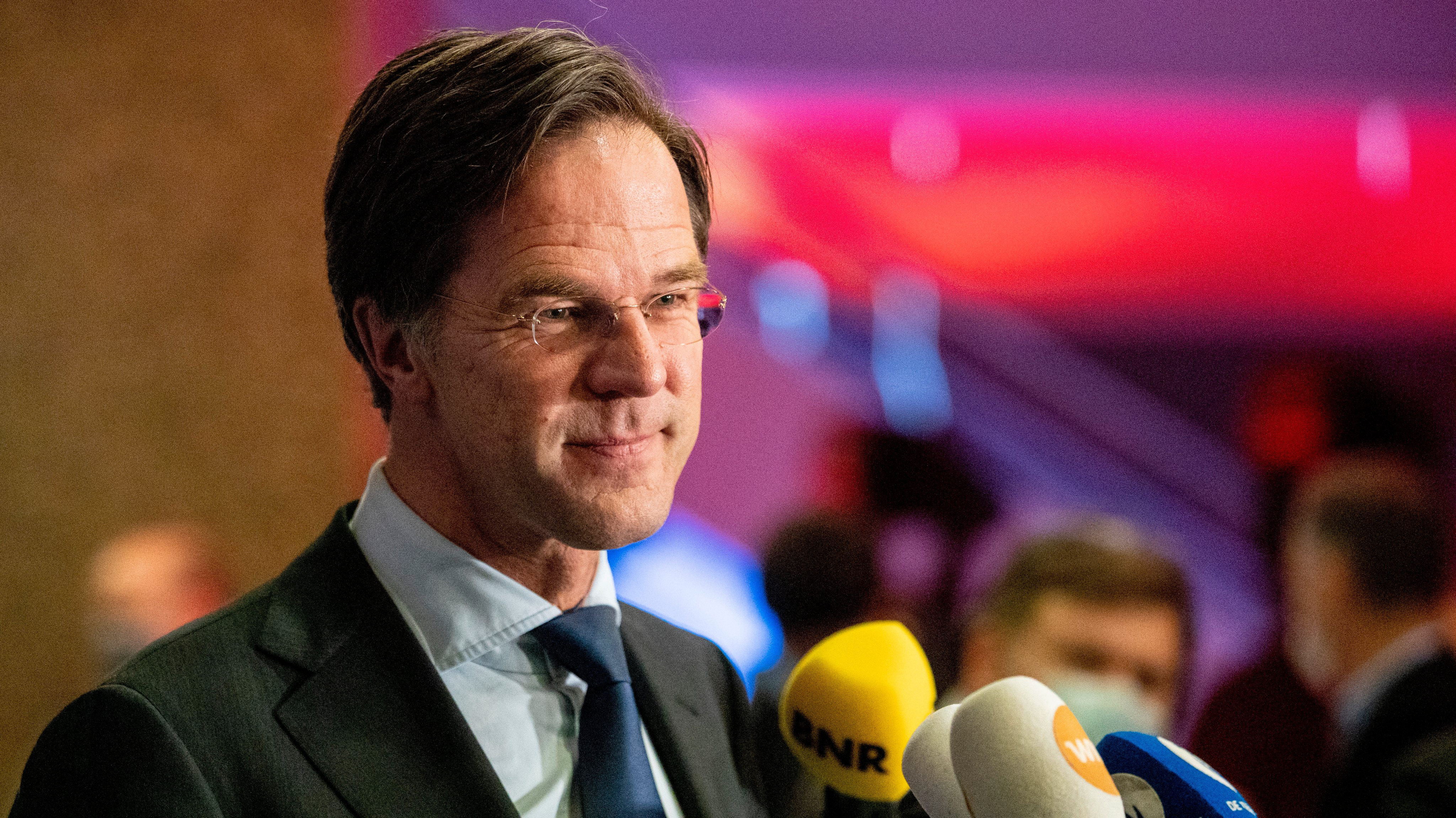 Mark Rutte reacts on results during 2021 Dutch General Election