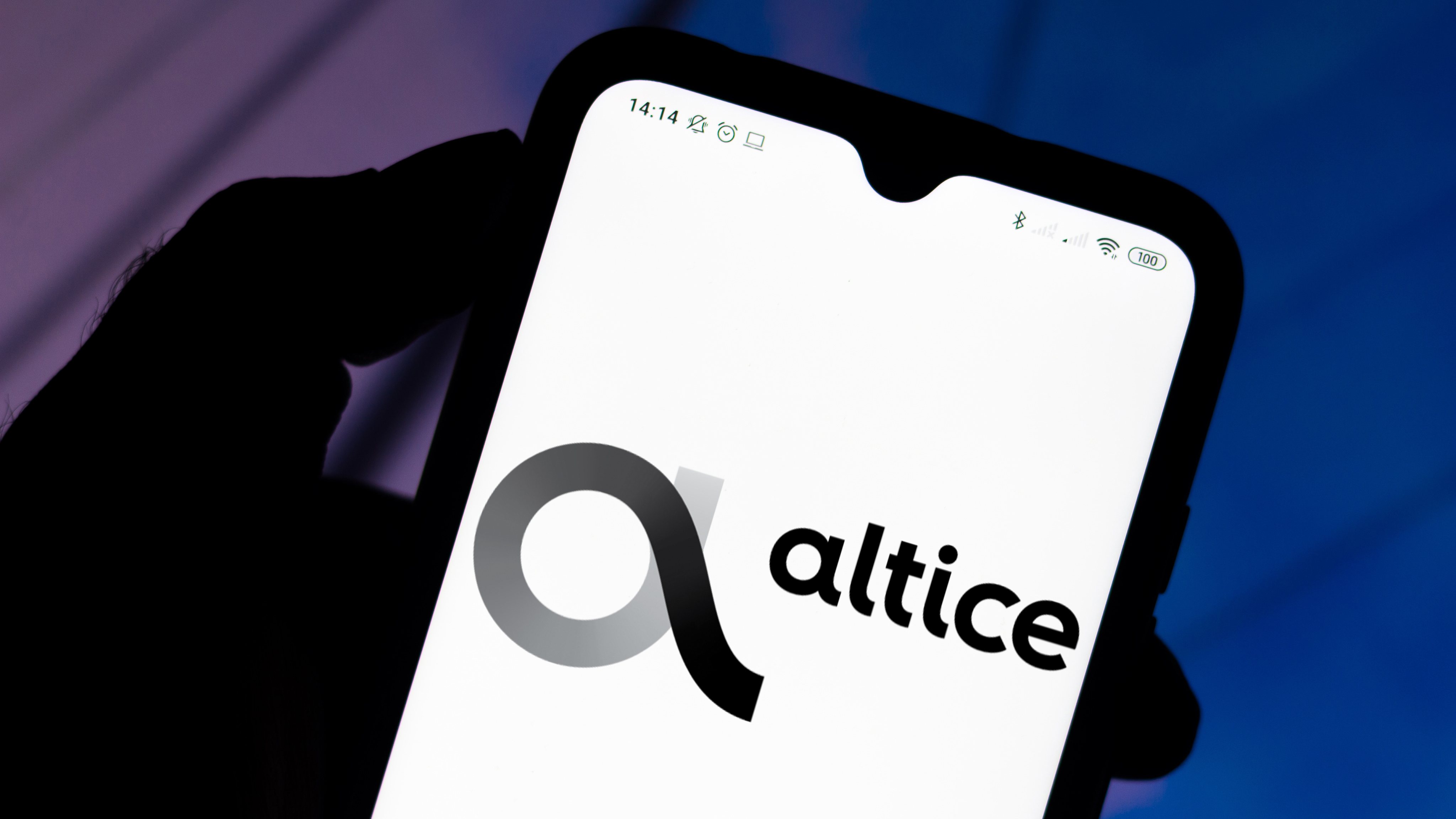In this photo illustration the Altice USA logo seen