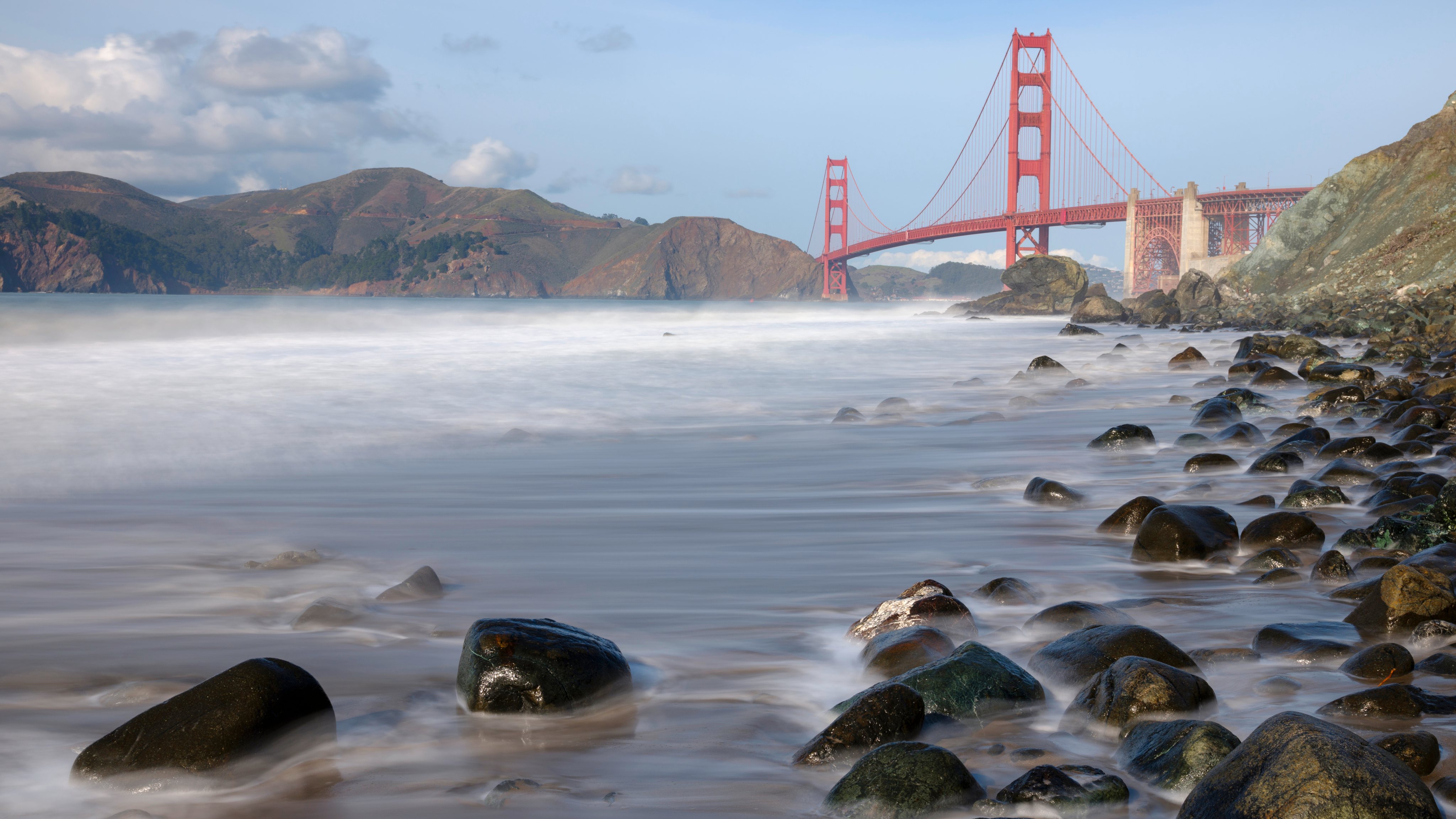 The Golden Gate Bridge in San Francisco viewed from Marshall&#039;s Beach