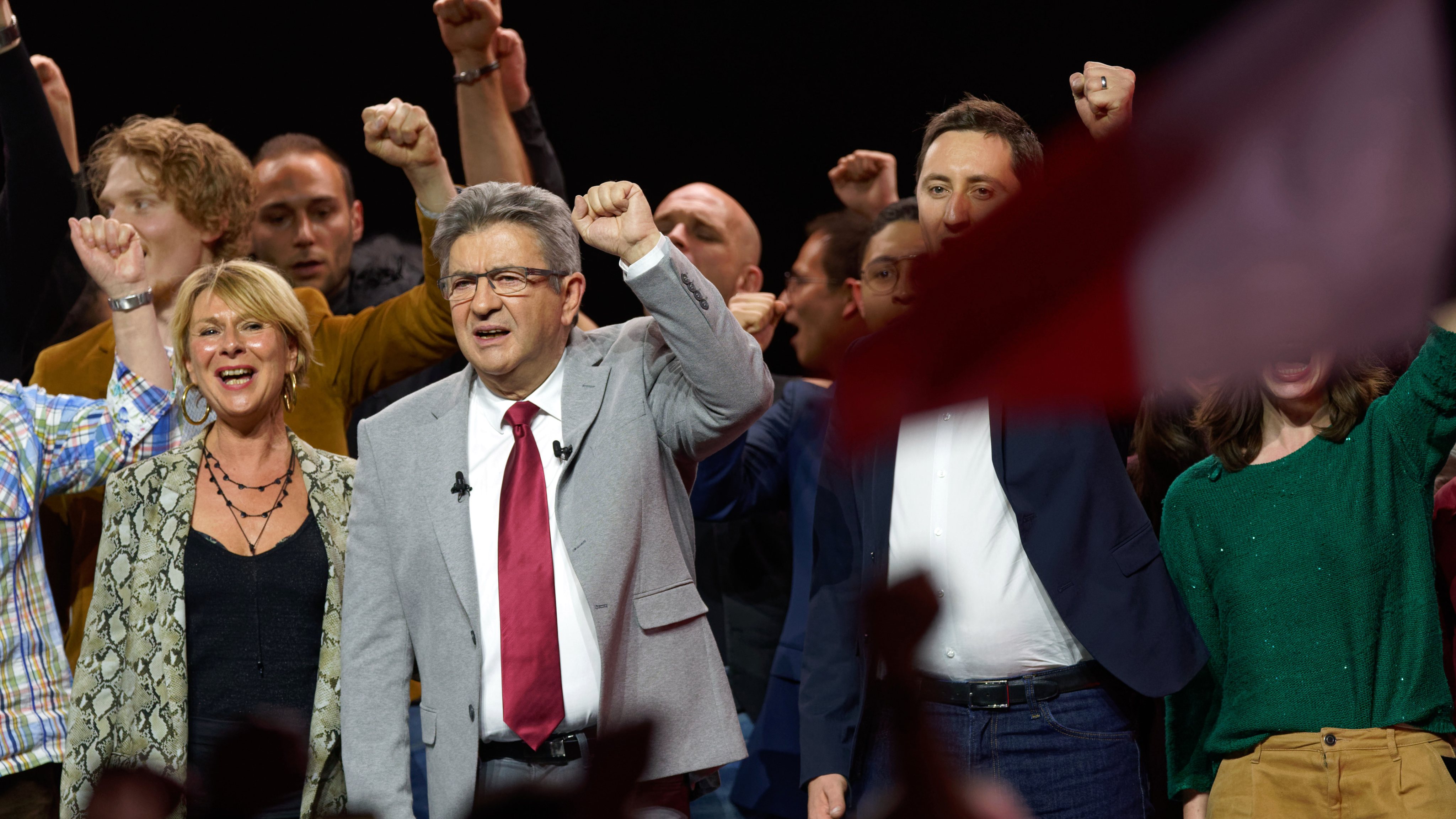 French Left-Wing Presidential Candidate Jean-Luc Melenchon At The Final Rally On The Campaign Trail