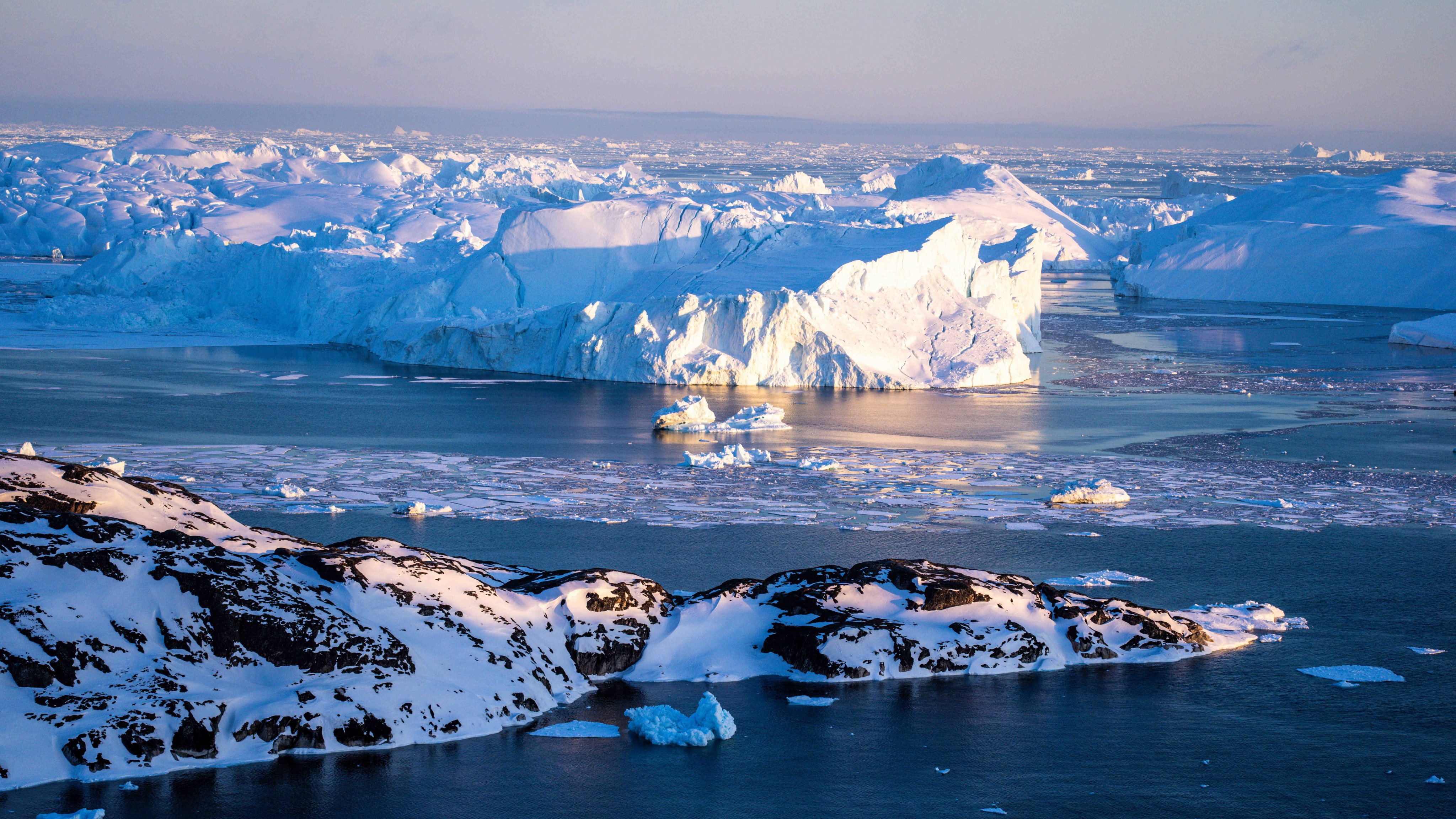Icebergs affected by climate change in Greenland