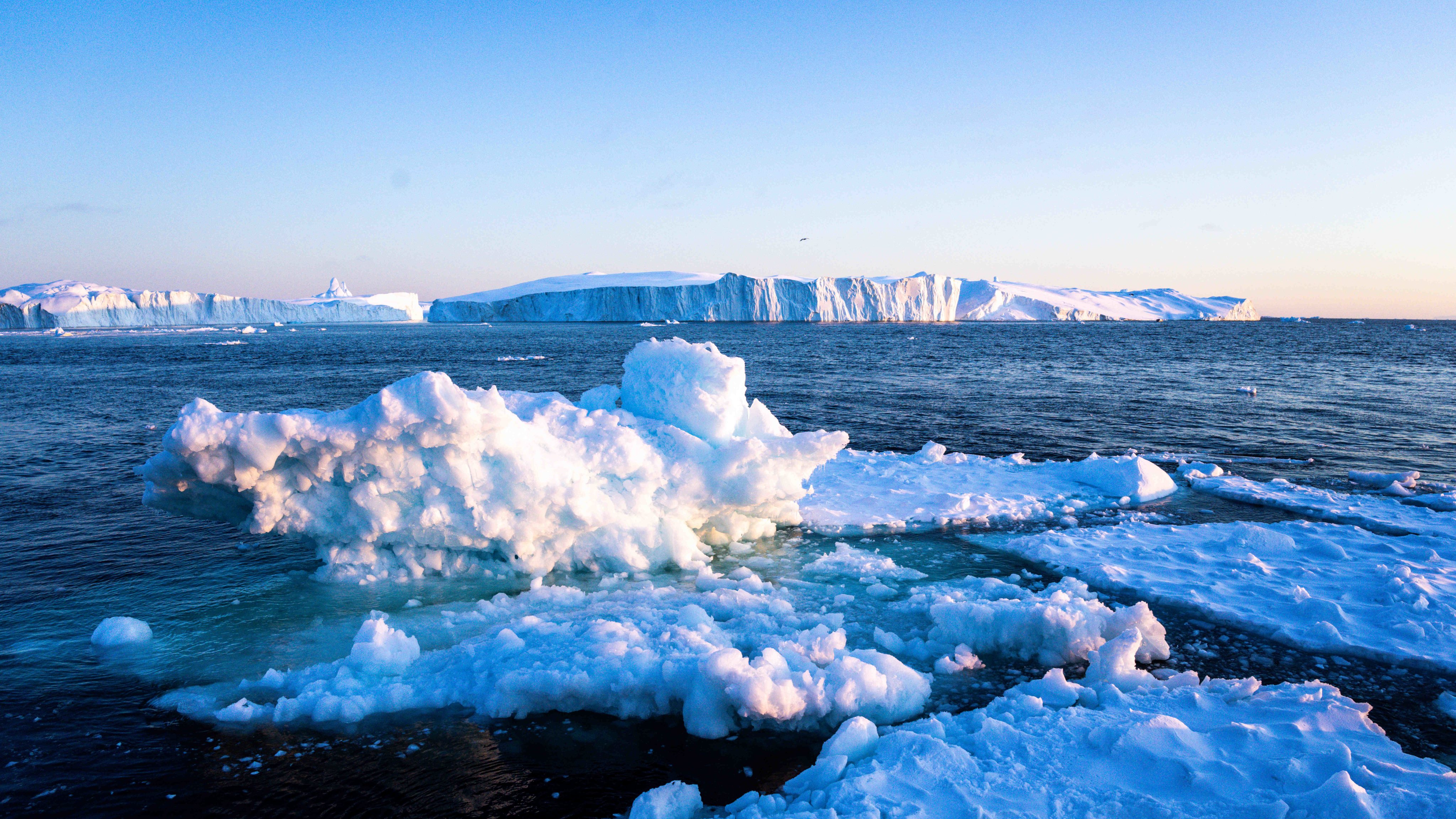 Icebergs affected by climate change in Greenland