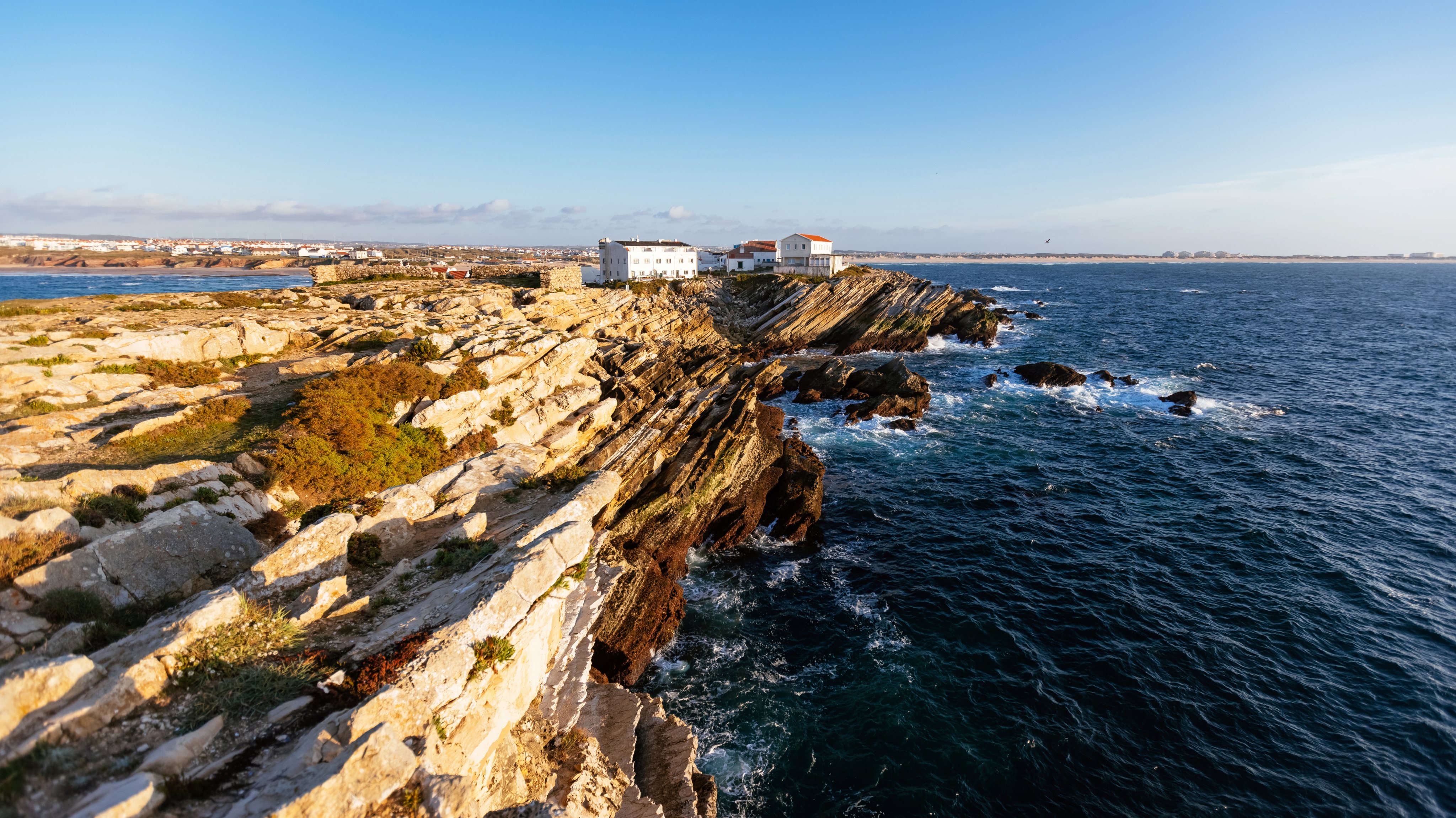 Peniche town on the cliff by the ocean, Leiria District, Portugal