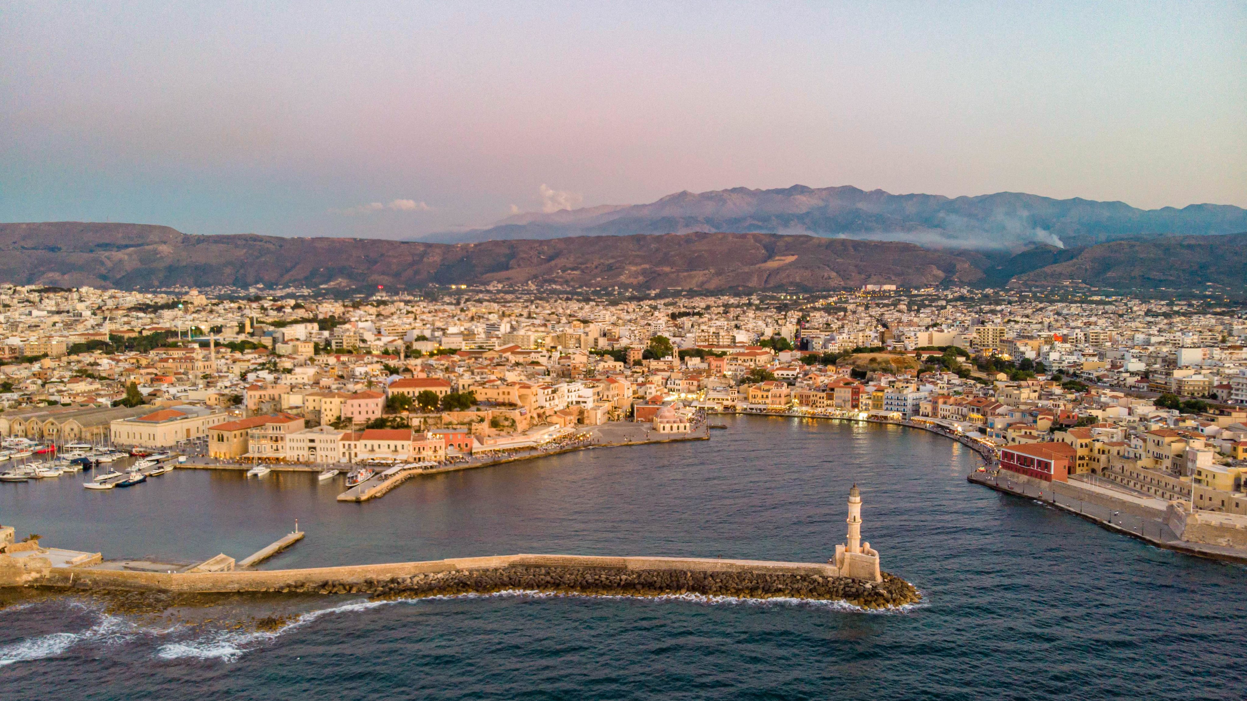 Aerial View Of Chania Town In Crete Island
