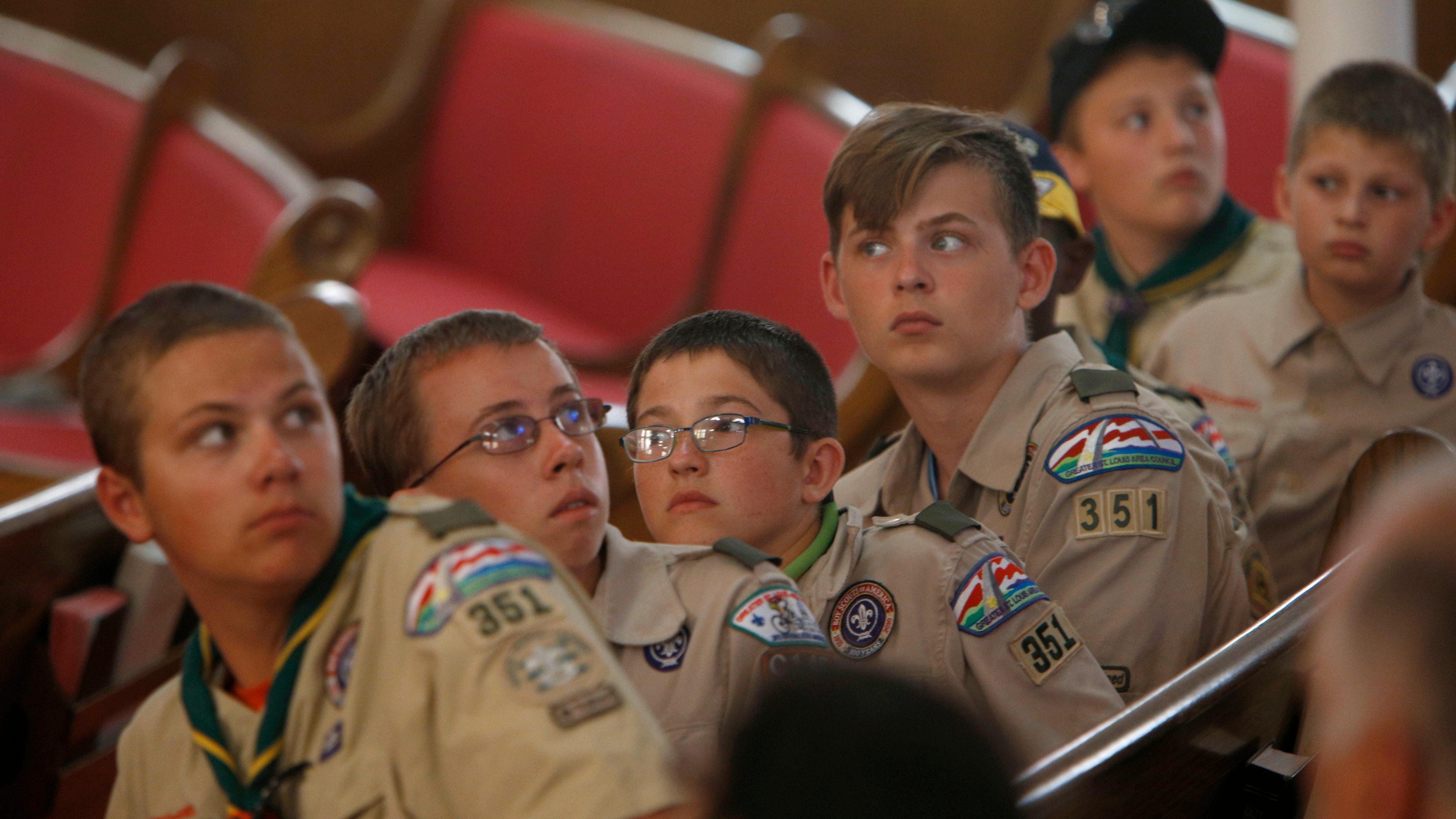 Boy scouts from Troop 351, St Charles, Missouri visit the Sixte