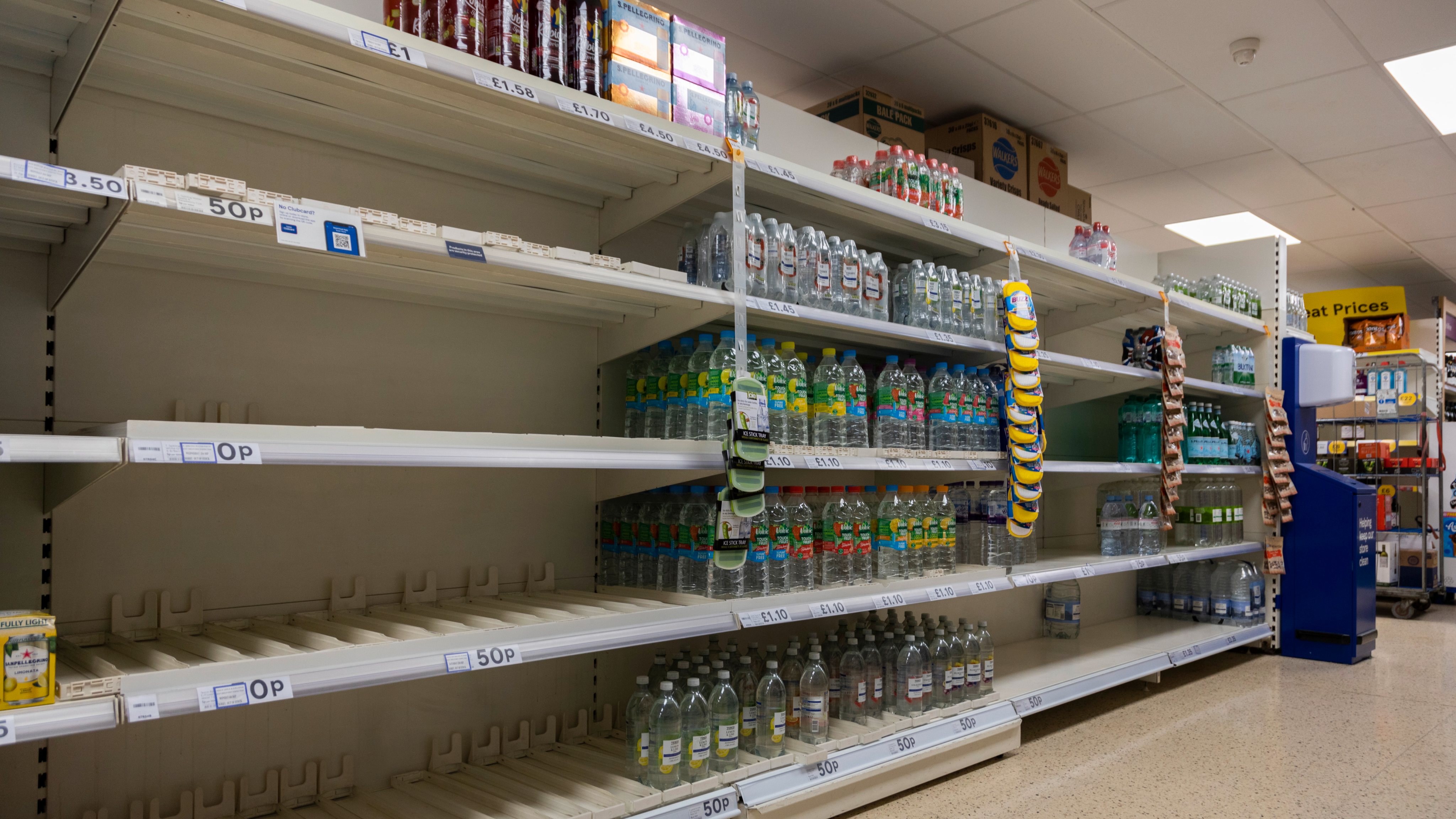 Empty Shelves In Supermarkets As UK Hit By Staff Shortages