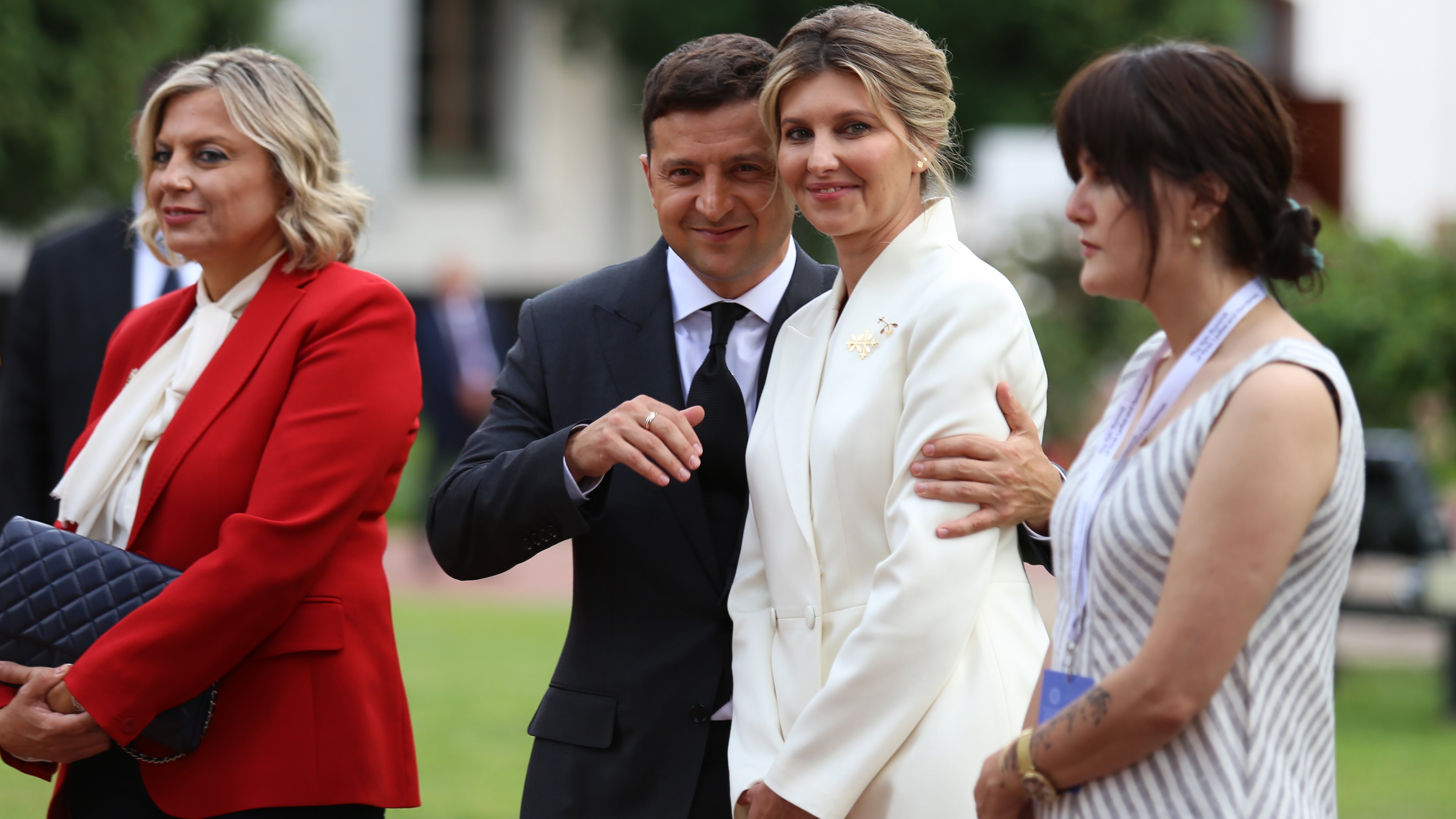 Volodymyr Zelensky (L2) President of Ukraine and his wife
