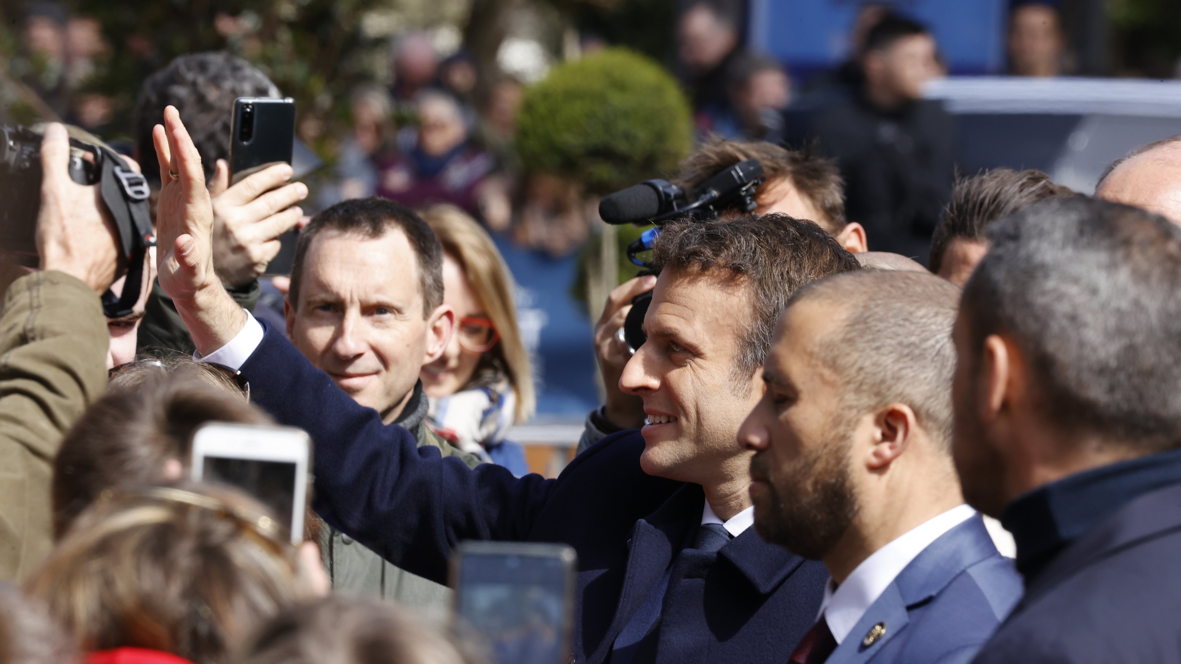 Macron votes in the first round of the French presidential elections