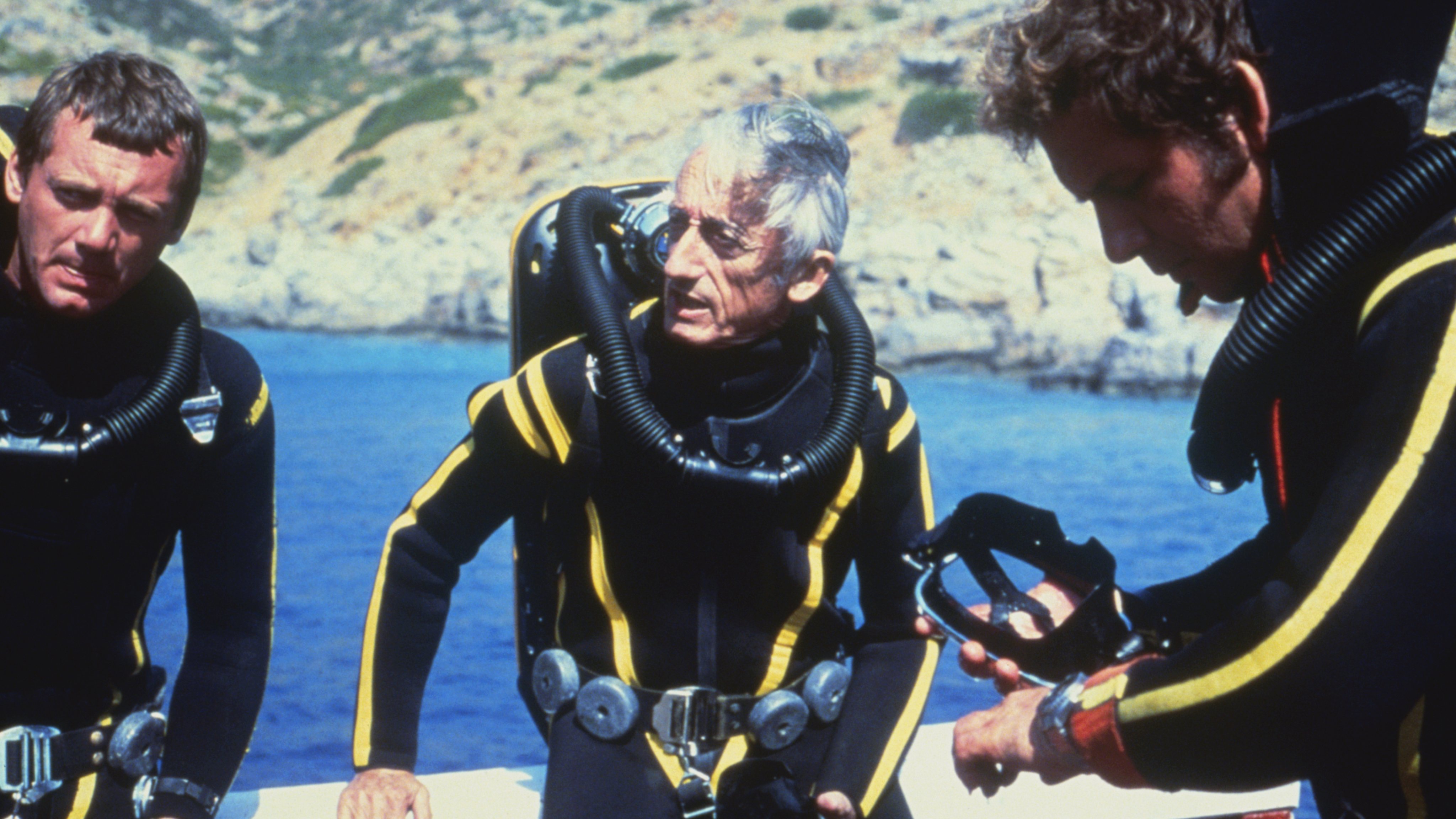 Jacques Cousteau Wearing Diving Gear