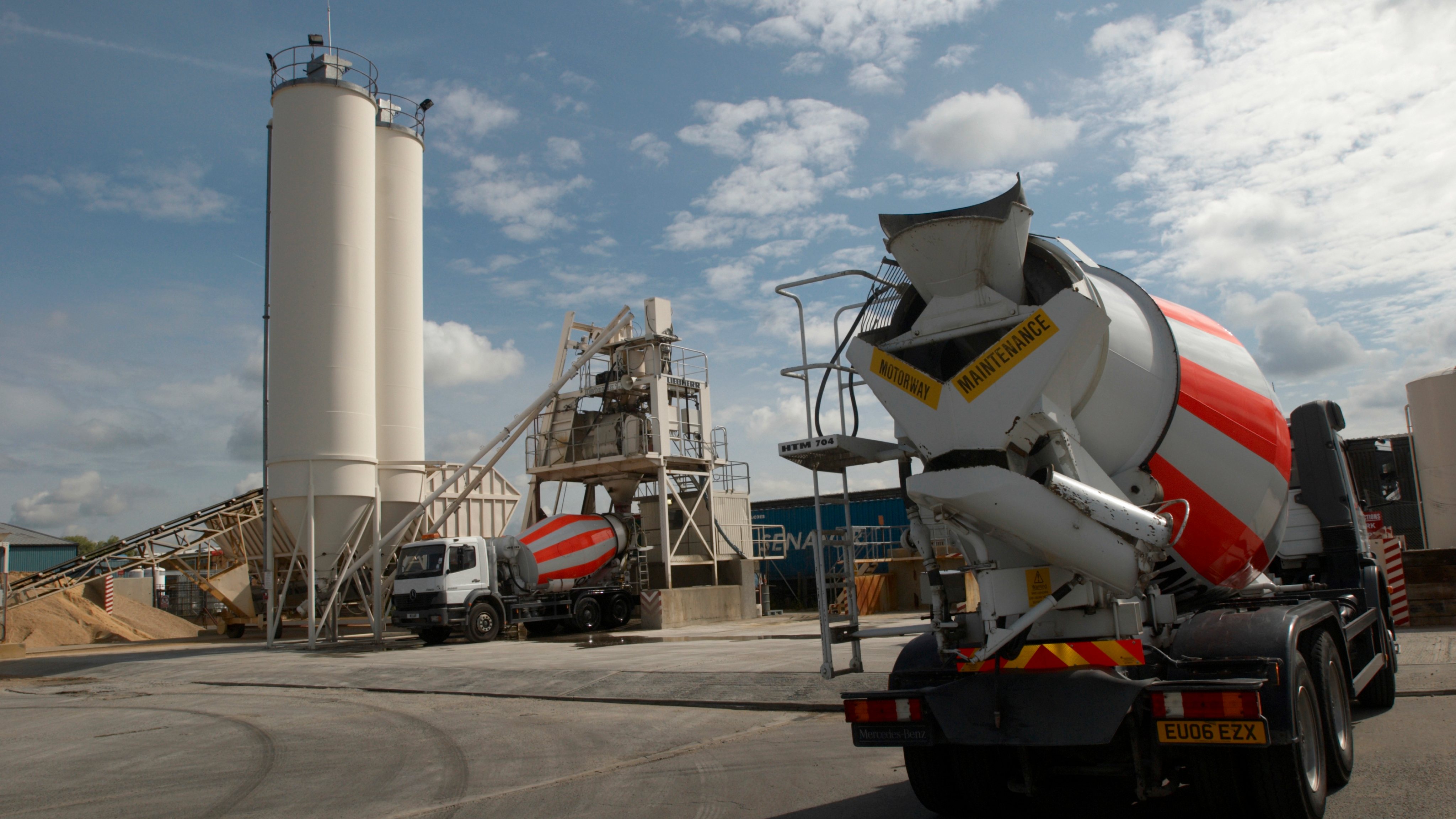 Cement mixer at cement works, Ipswich, Suffolk, UK