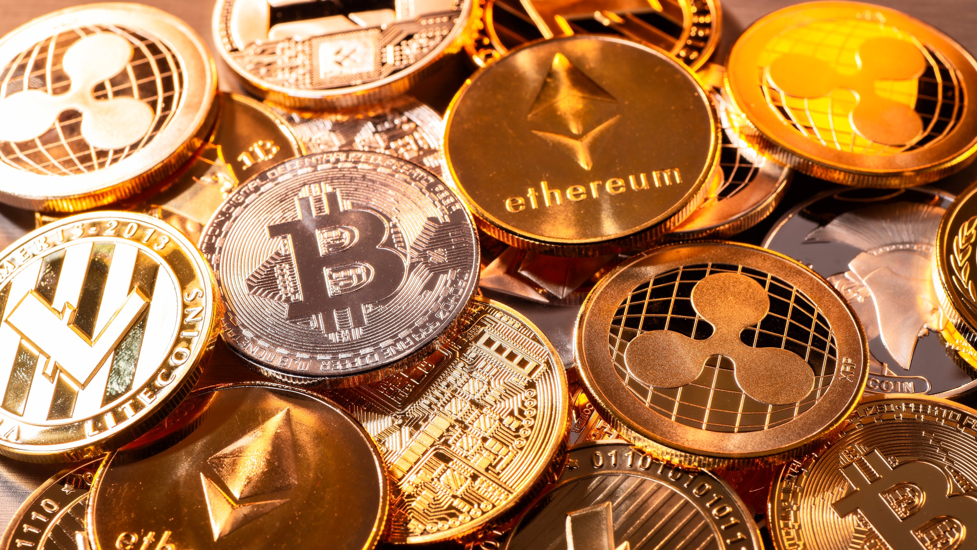 Coins of various cryptocurrencies