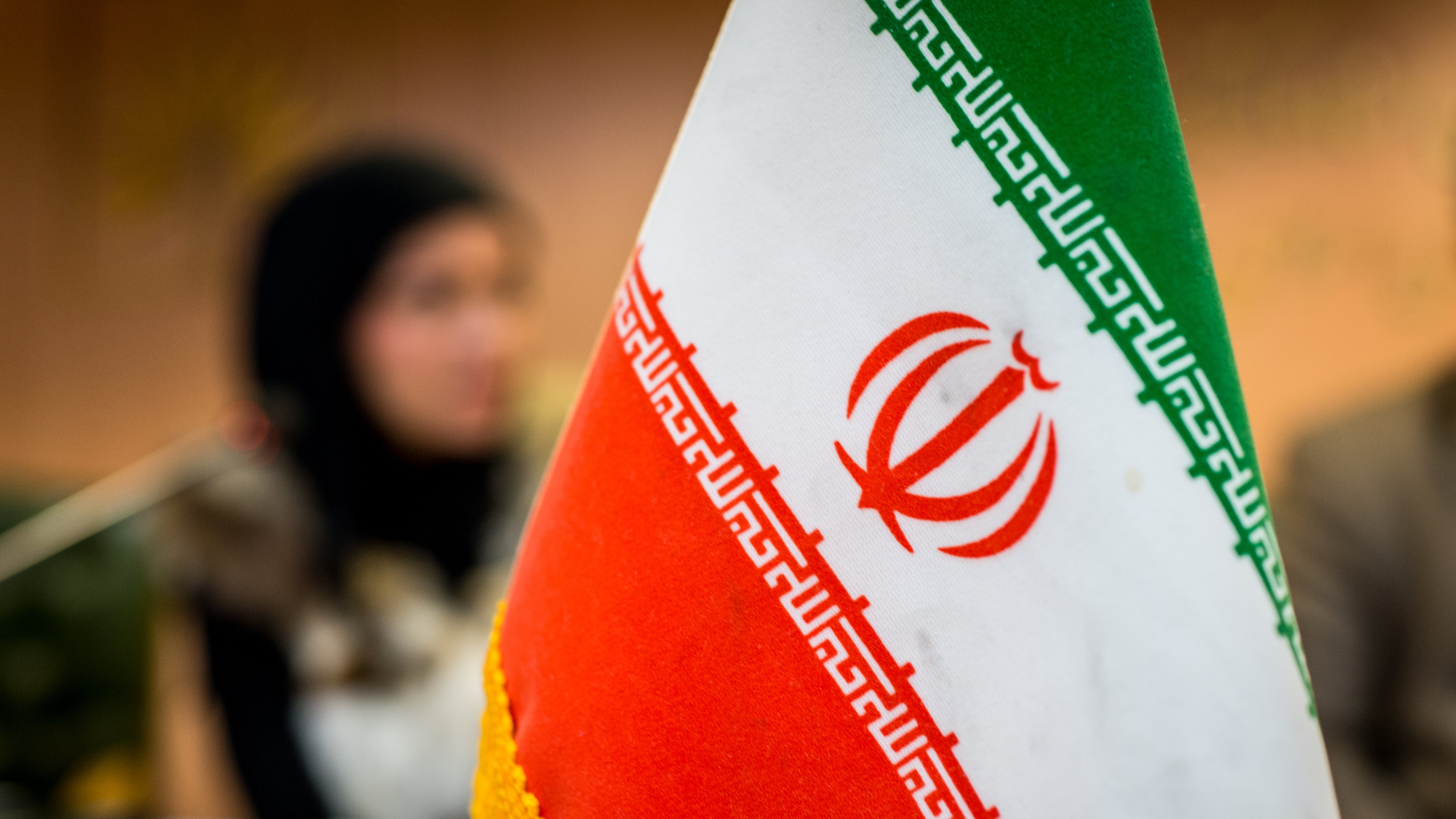 Iranian flag on conference table