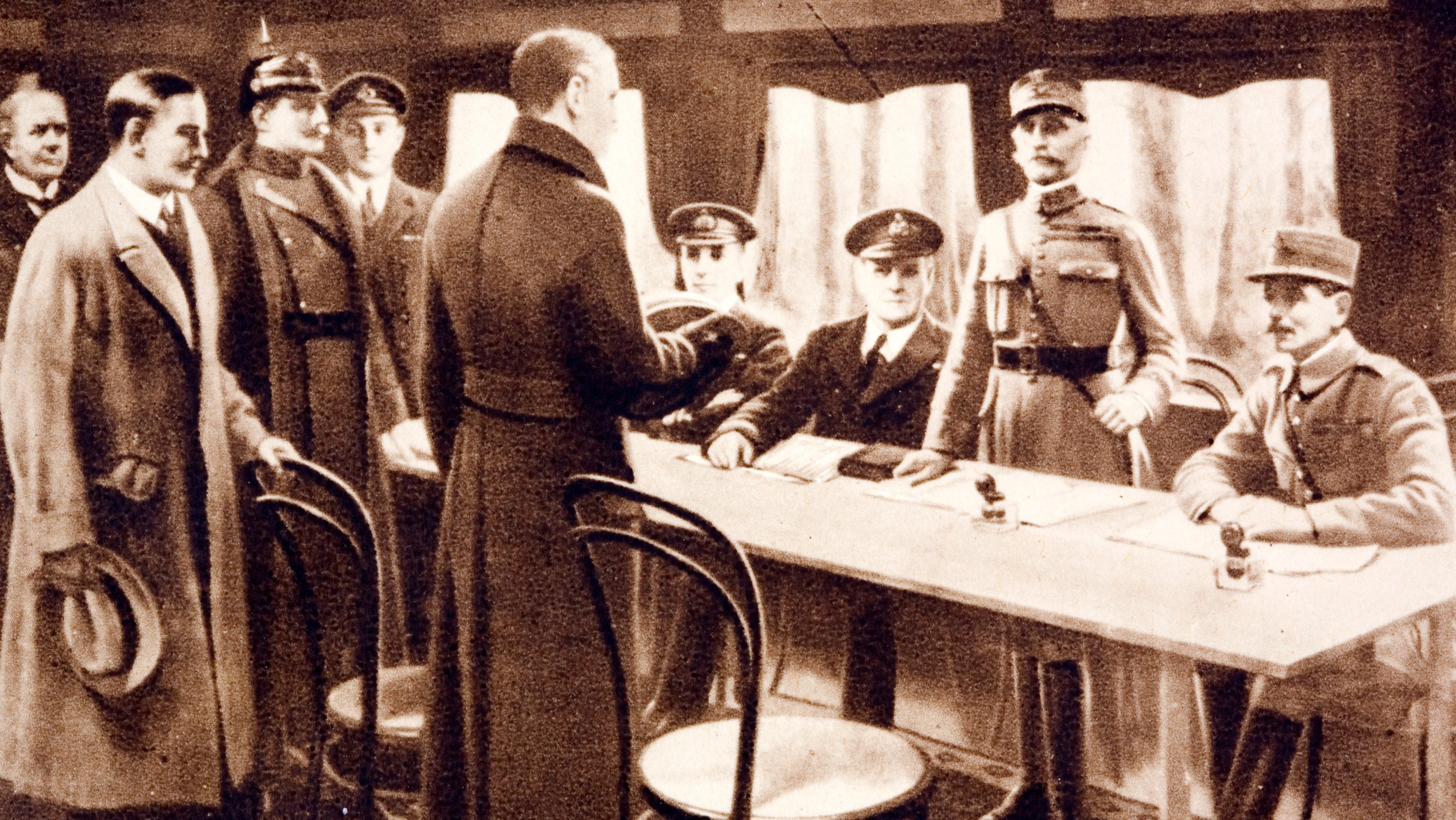 Signing the Armistice that ended the First World War