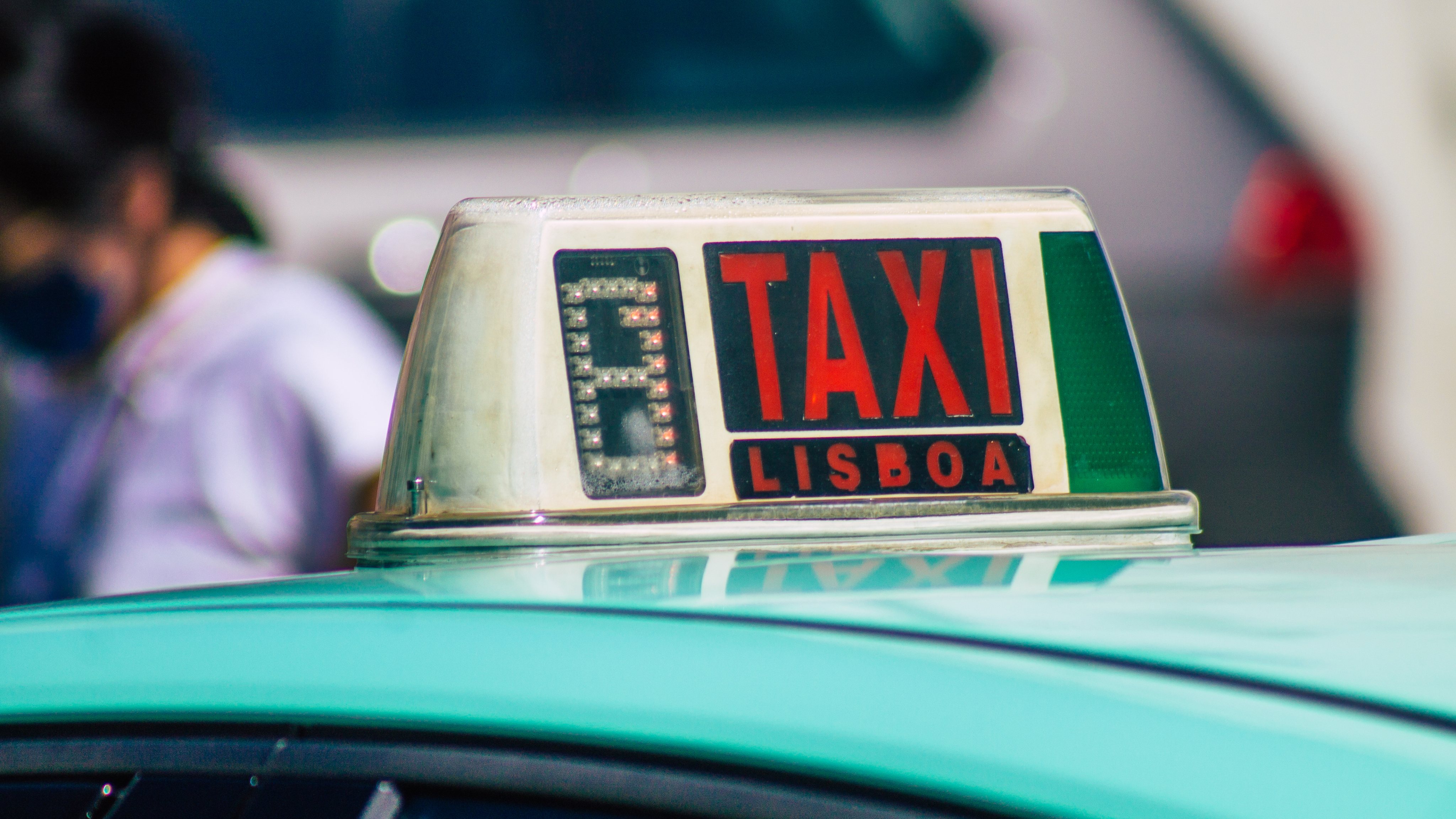 Close-Up Of Taxi In City
