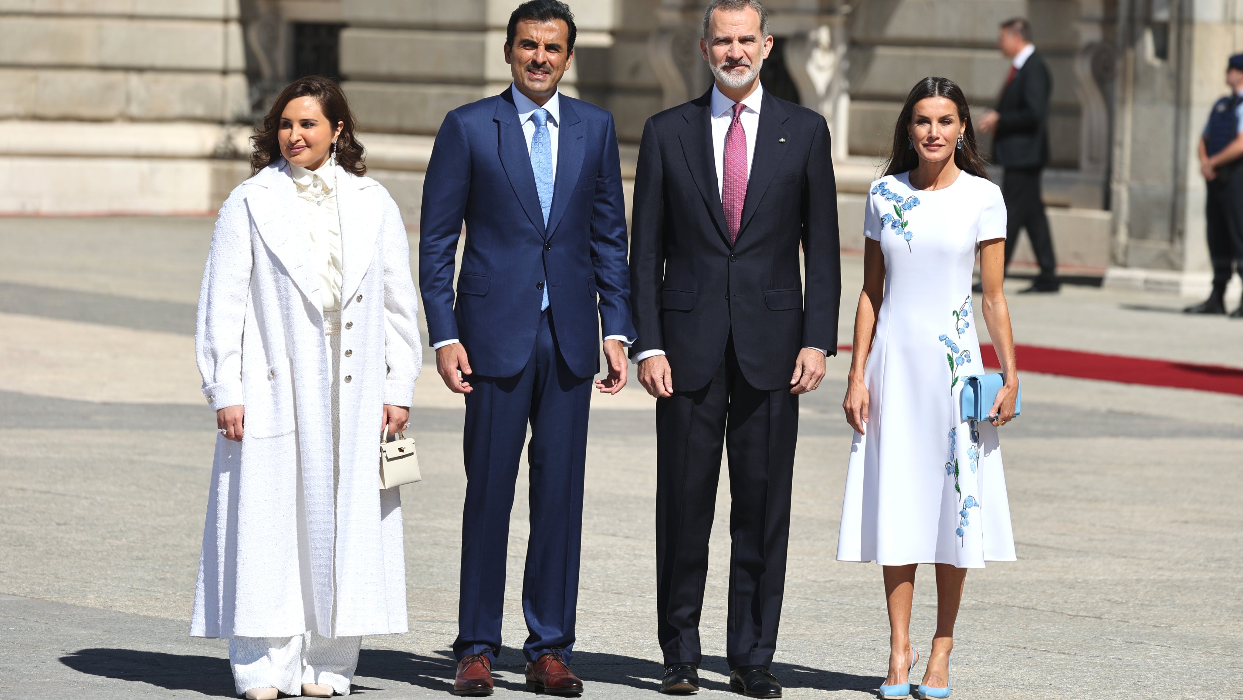 The King And Queen Of Spain Receive The Emir Of Qatar