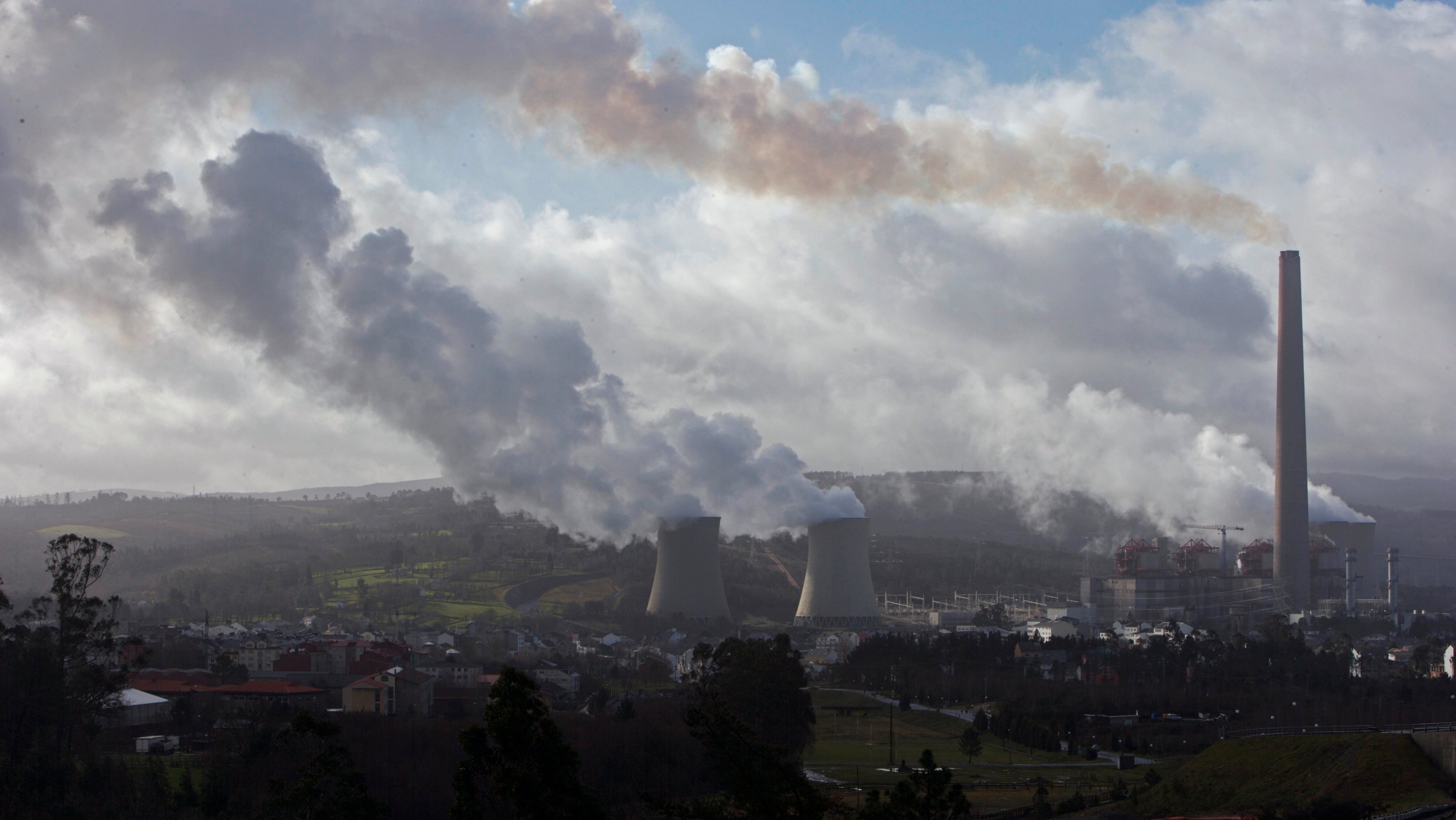 As Pontes, A Coruna, Spain. Coal-fired power station of Endesa. Pollution.