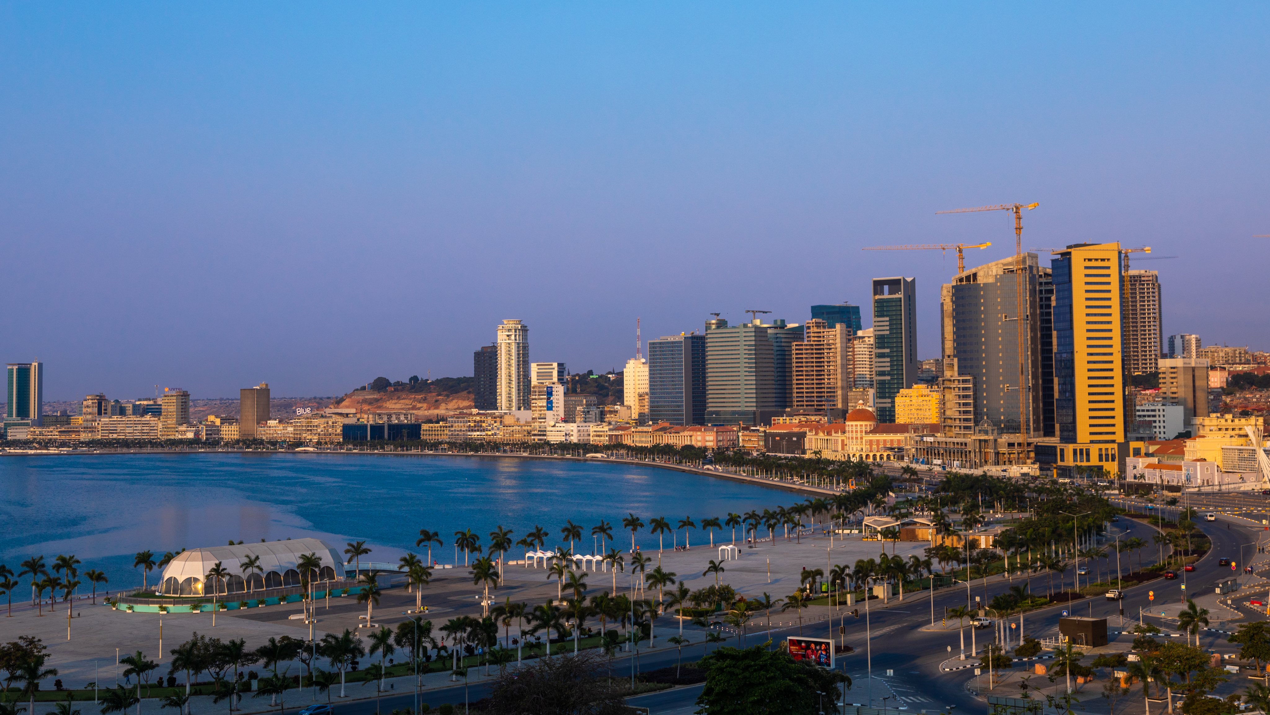 View over the new Marginal promenade called avenida 4 de fevereiro, Luanda Province, Luanda, Angola
