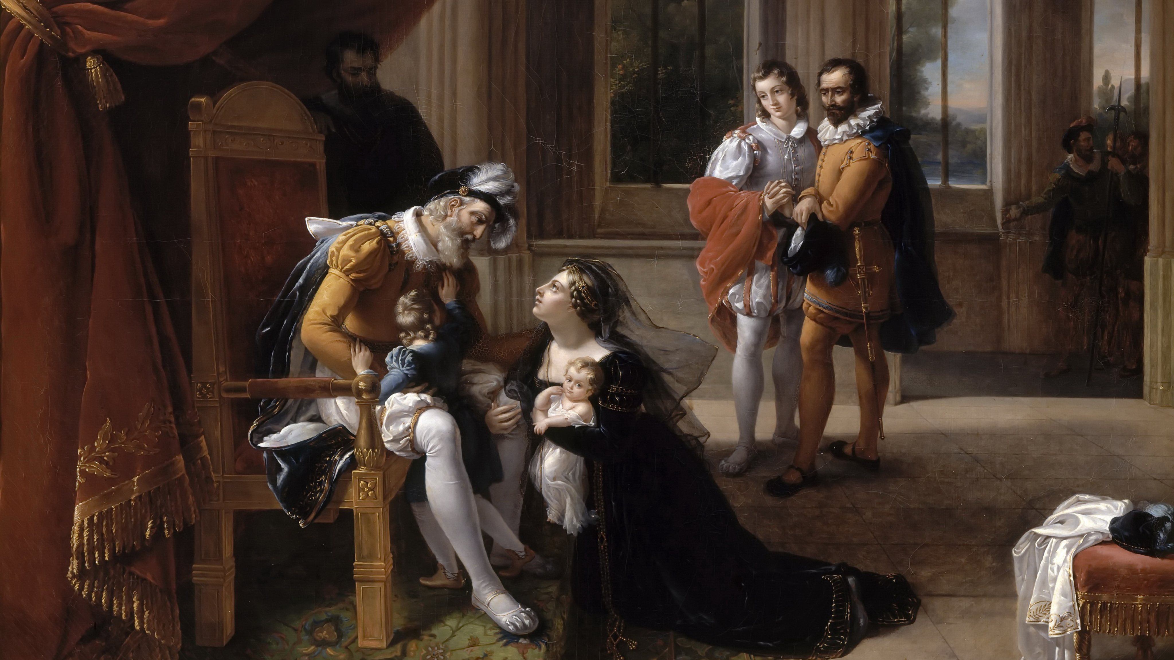 Inês de Castro with Her Children at the Feet of Afonso IV, King of Portugal, 1335. Artist: Servières, Eugénie (1786-after 1824)
