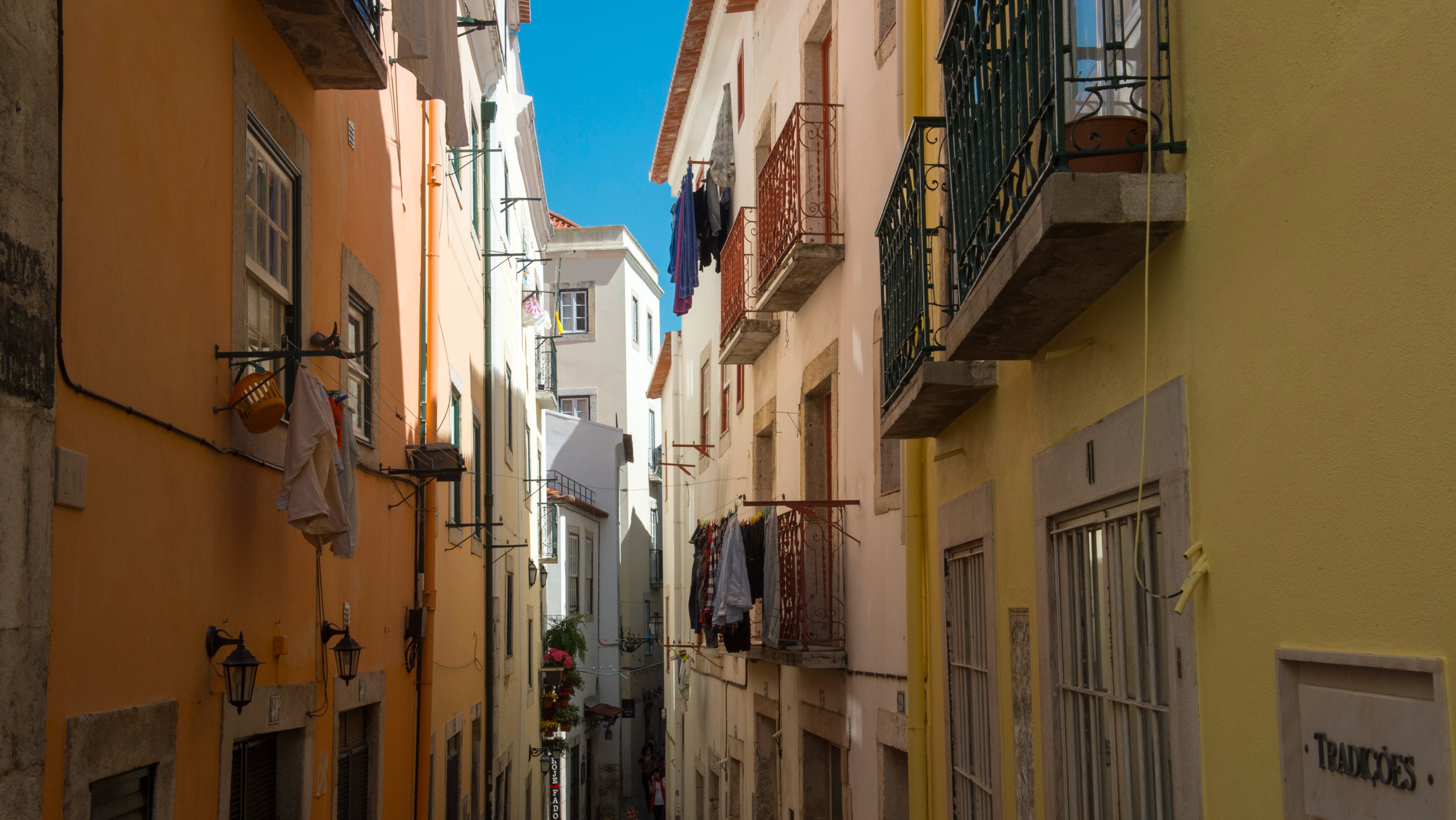 Street scene in the traditional Alfama, the old quarter of,