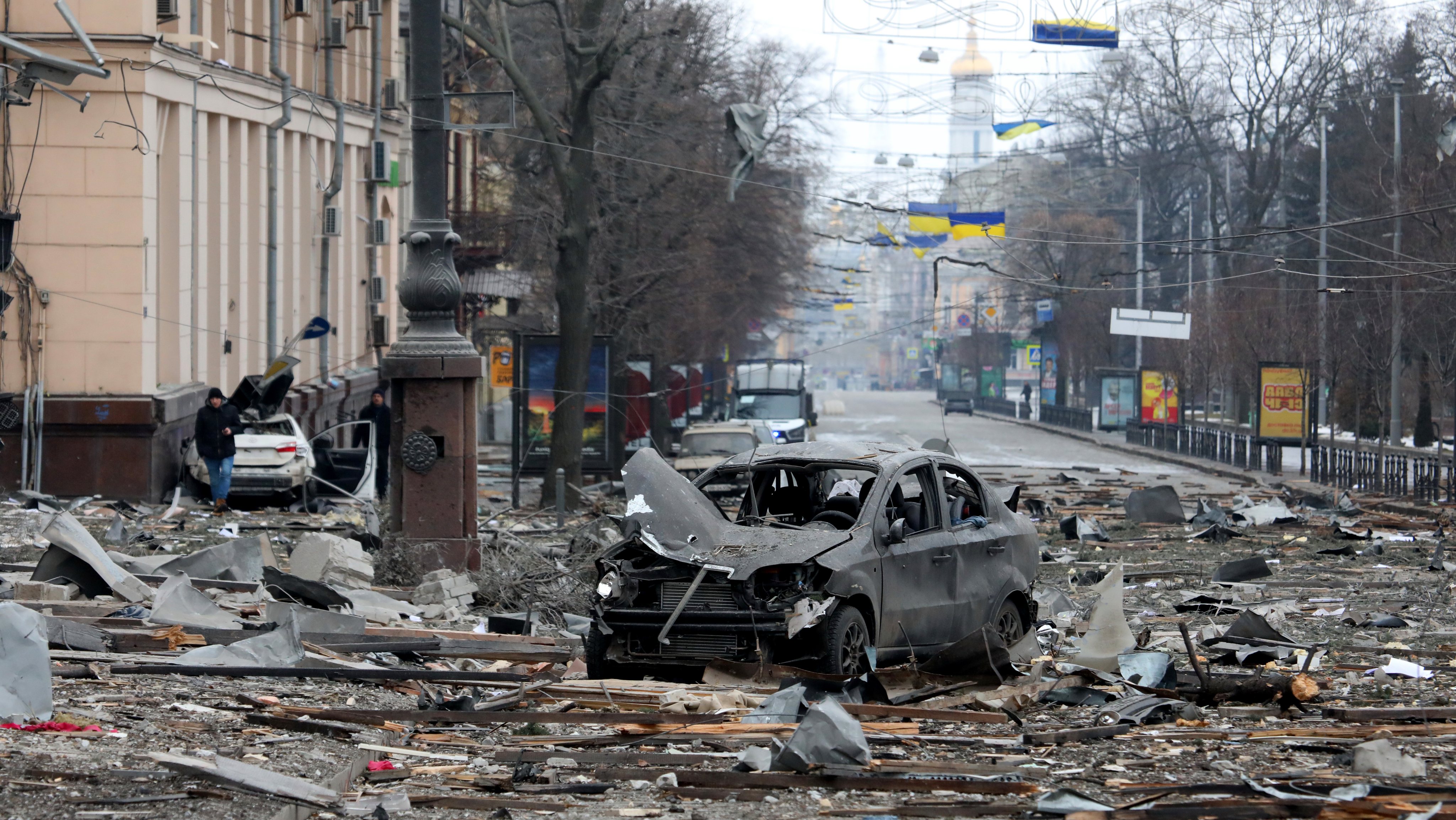 Kharkiv, segunda maior cidade da Ucrânia, no dia 1 de março