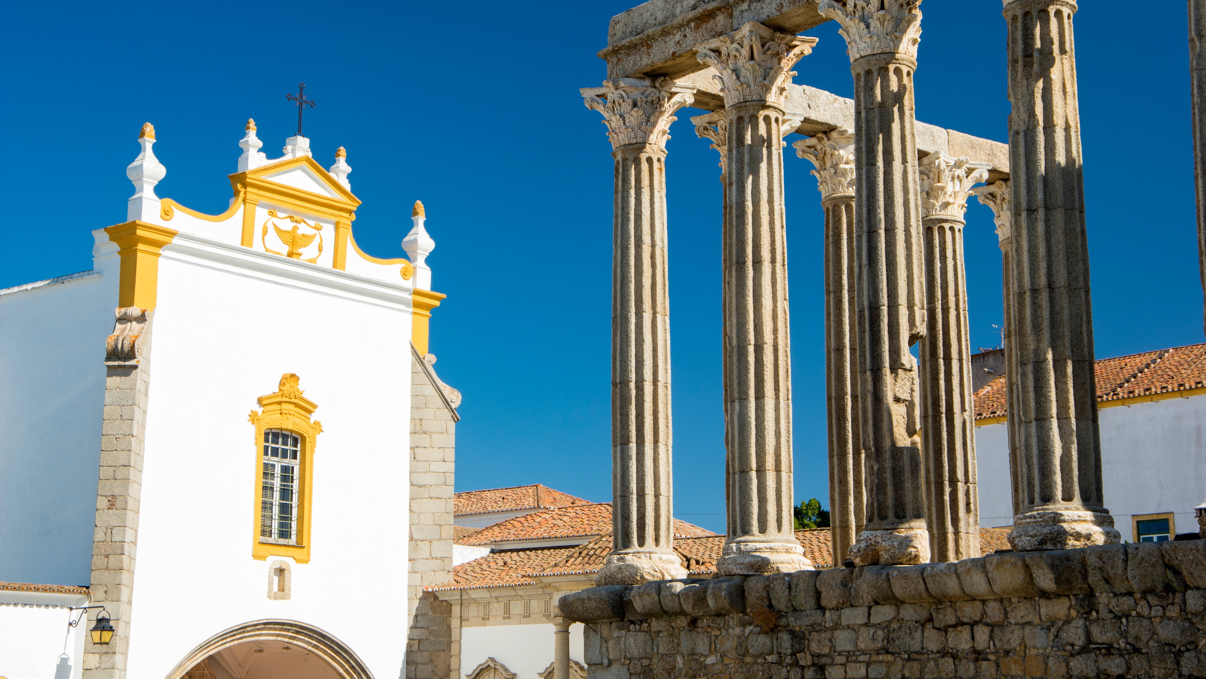 The Roman Temple of Évora, Evora District, Alentejo, Portugal.