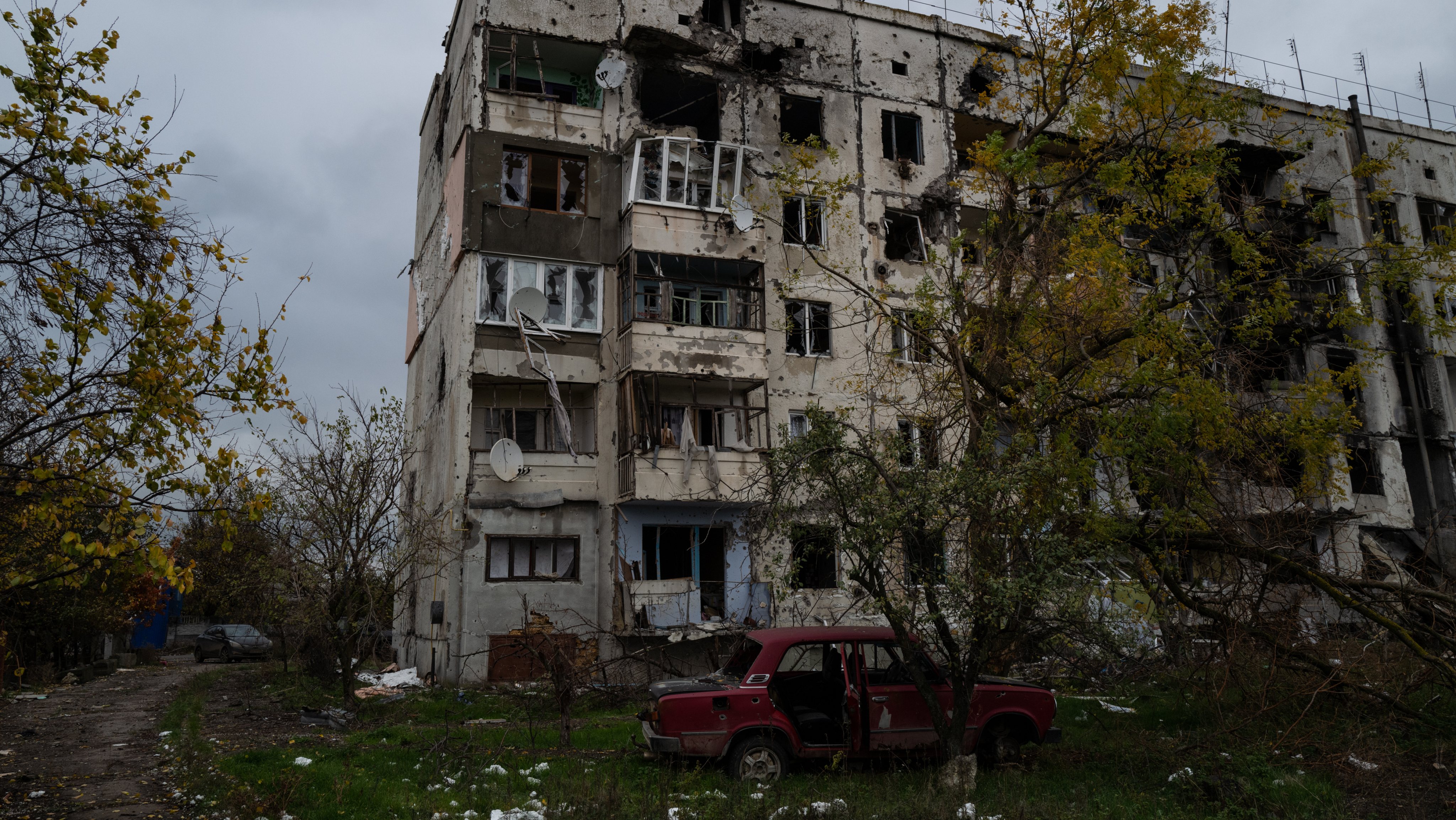 Recently recaptured village of Archangelske in Kherson Oblast, Ukraine