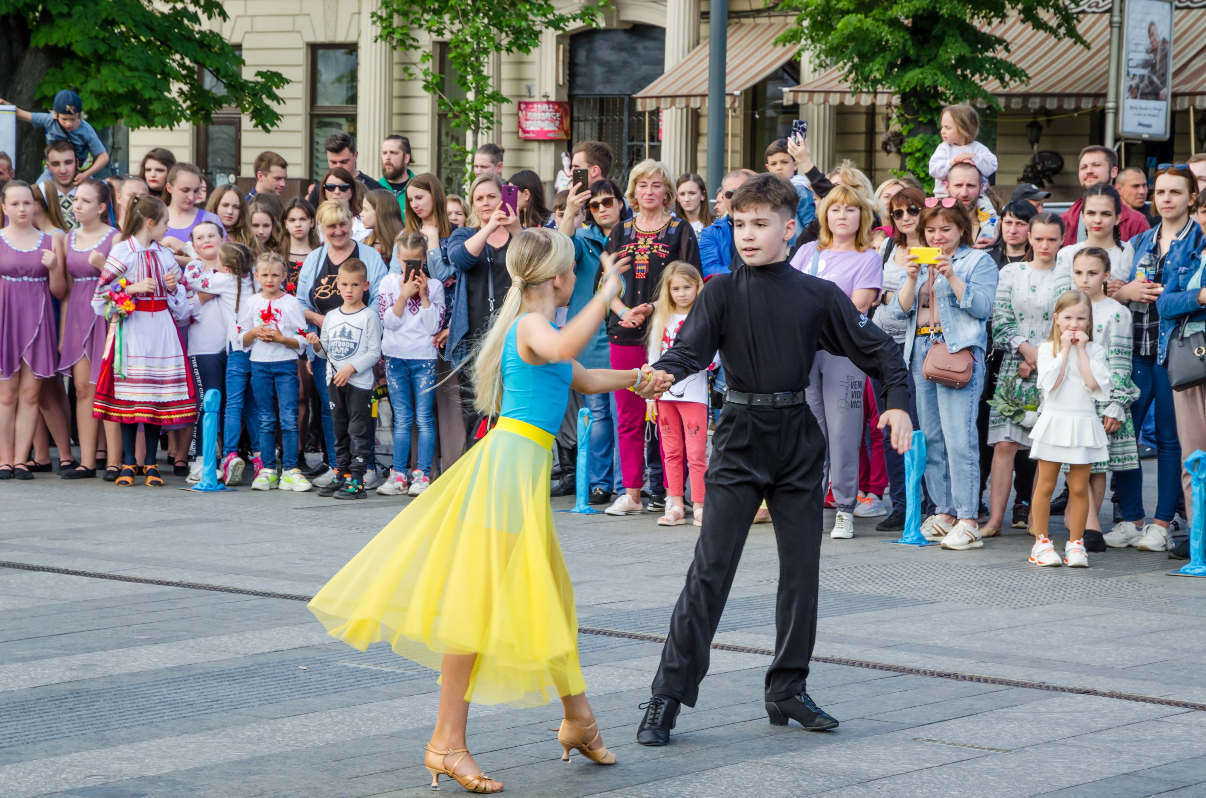 Charity dancing event by children in Lviv