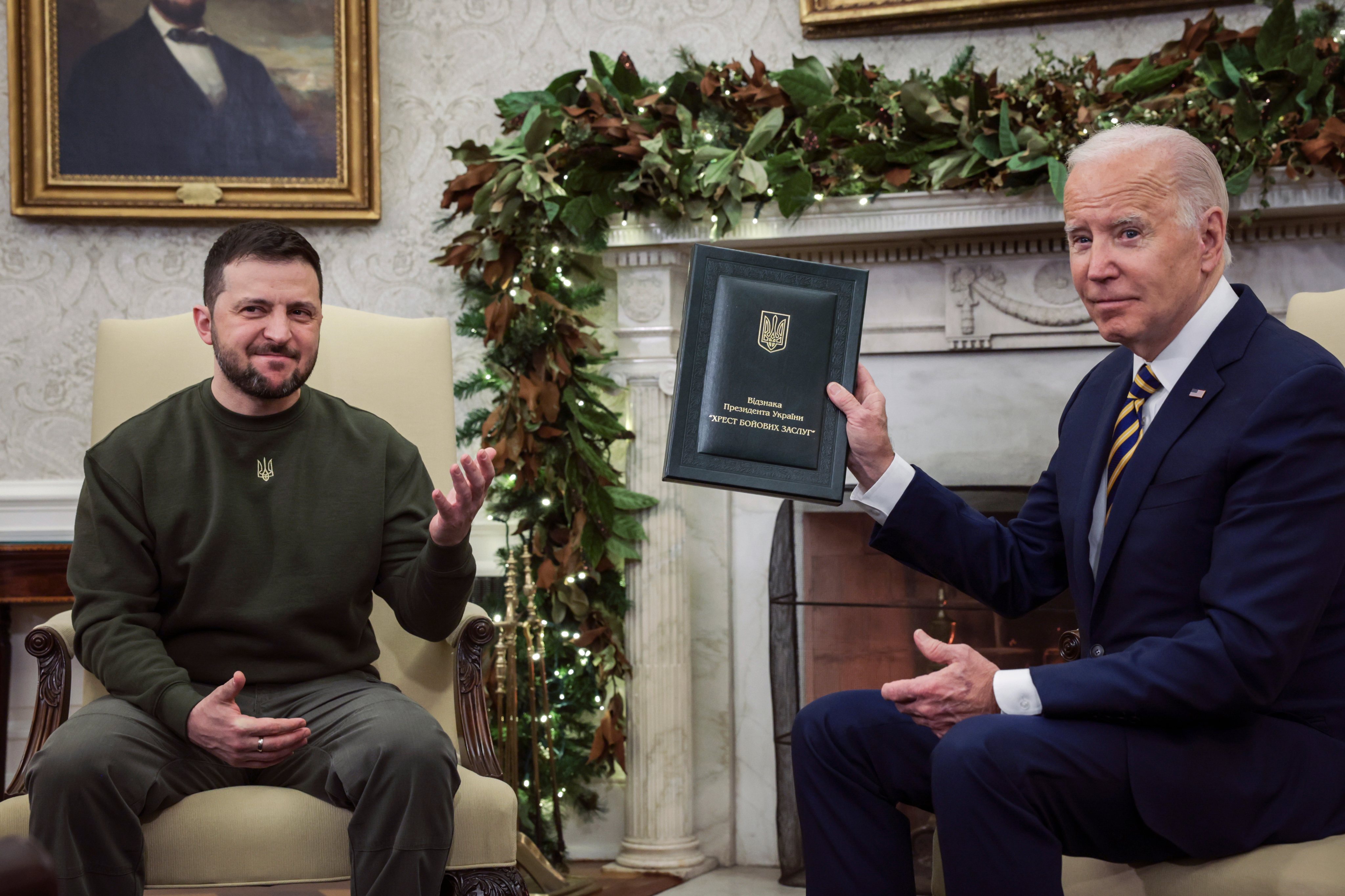 President Biden Meets With Ukrainian President Volodymyr Zelensky In The Oval Office Of White House