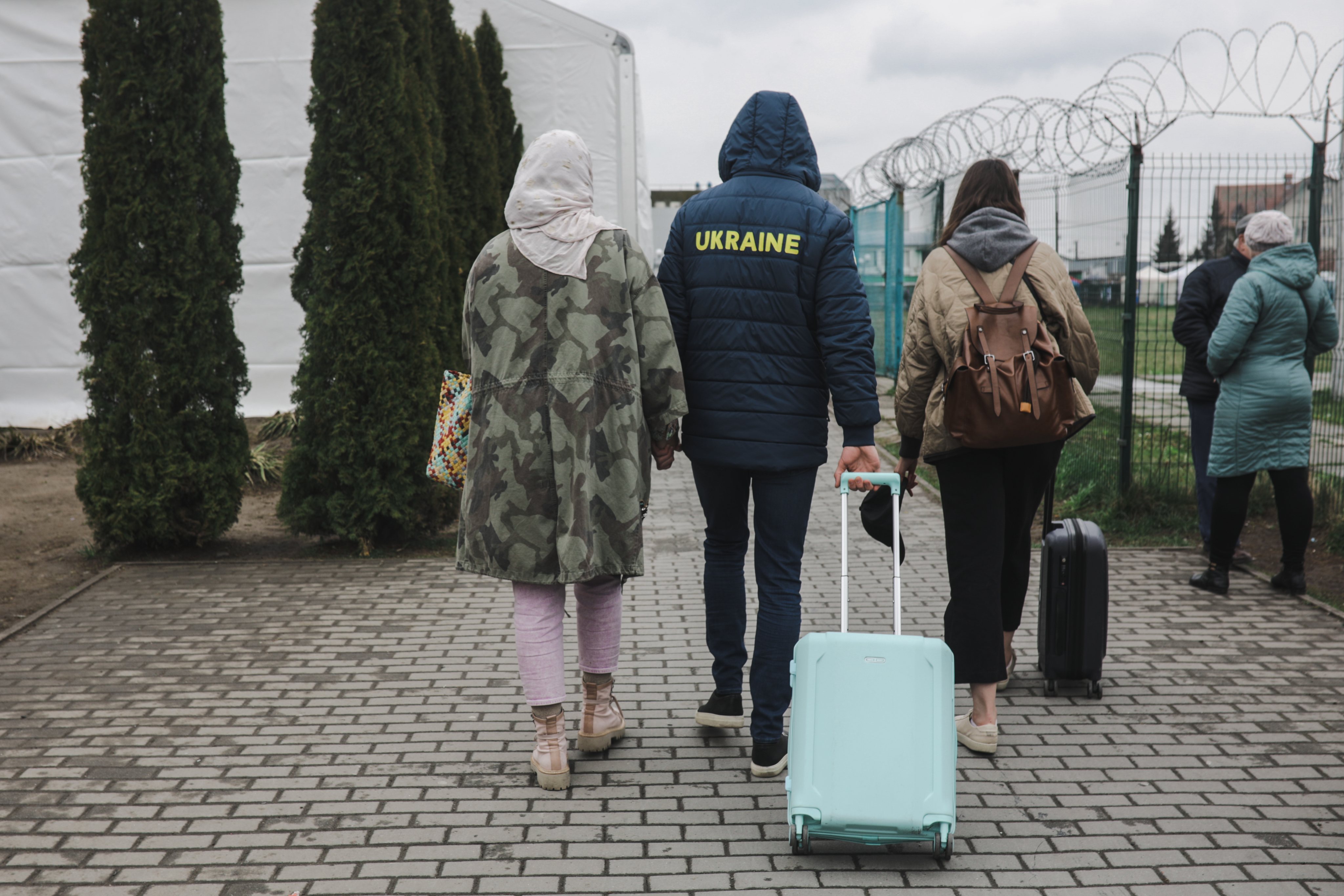 Ukrainian refugees come back to their relative in Lviv