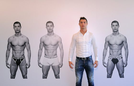 MADRID, SPAIN - OCTOBER 31:  Cristiano Ronaldo officially launches his CR7 by Cristiano Ronaldo underwear line with a private event in Madrid on October 31, 2013 in Madrid, Spain.  (Photo by Denis Doyle/Getty Images For CR7)