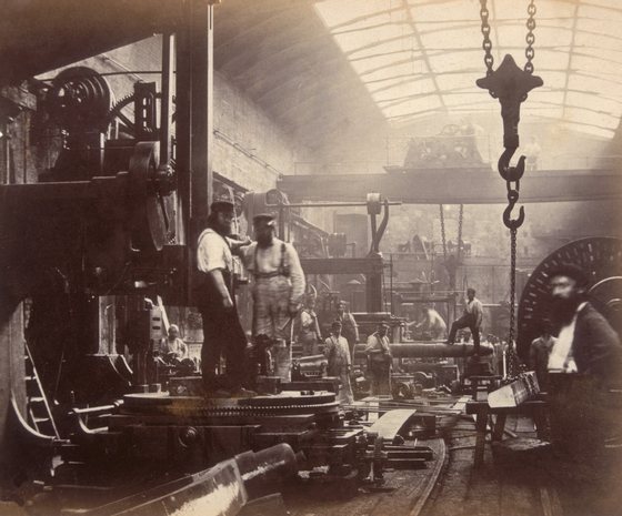 The shipbuilding and engineering workshop and dry dock of the Thames Iron Works, London.   (Photo by Hulton Archive/Getty Images)