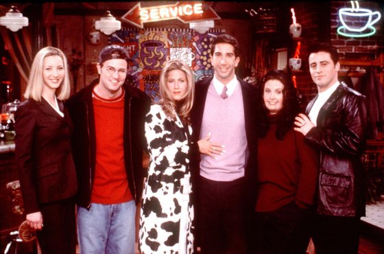 Friends Special Episode, "The One That Could Have Been, Part One" From L-R: Lisa Kudrow, Matthew Perry, Jennifer Aniston, David Schwimmer, Courteney Cox Arquette And Matt Leblanc. All The Friends Ponder What Might Have Been If Each Had Taken A Different Path In Life And They Imagine: That A Frustrated Ross (Schwimmer) Stays With His Wife Carol (Jane Sibbett) And Ignores Her Disinterest In Him; A Married Rachel (Aniston) Is Starstruck When She Meets Hunky "Days Of Our Lives" Star Joey (Leblanc) Who Never Lost His Job As Dr. Drake Ramoray; Phoebe (Lisa Kudrow) Is A Corporate Stockbroker; And A Portly Monica (Cox Arquette) Frets About Losing Her Virginity While Chandler (Perry) Is A Struggling Writer Who Stoops To Working As Joey's Lowly Assistant Just To Make Ends Meet.  (Photo By Getty Images)