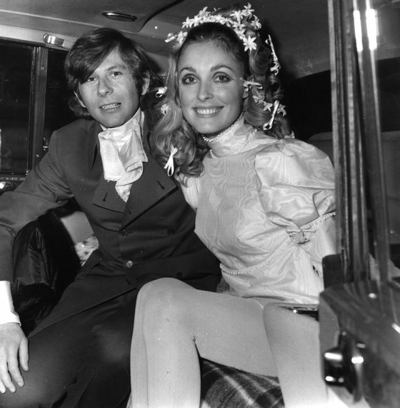 Polish film director Roman Polanski and American actress Sharon Tate (1943 - 1969) at their wedding. She was subsequently murdered by members of Charles Manson's pseudo-religious sect The Family.   (Photo by Evening Standard/Getty Images)