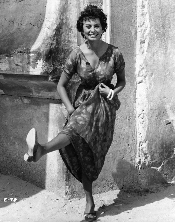 Sophia Loren  the Italian actress lets her hair down between scenes for the film 'Legend of the Lost', in which she co-starred with John Wayne. Original Publication: Catalogue 1 - Western Europe - EU.33   (Photo by Keystone Features/Getty Images)