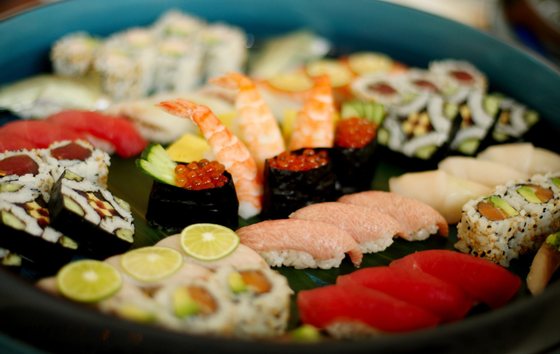 NEW YORK, NY - AUGUST 23:  Sushi is seen on a platter during a food tasting prior to the start of the 2012 U.S. Open at the USTA Billie Jean King National Tennis Center on August 23, 2012 in the Flushing neighborhood, of the Queens borough of New York City.  (Photo by Alex Trautwig/Getty Images)