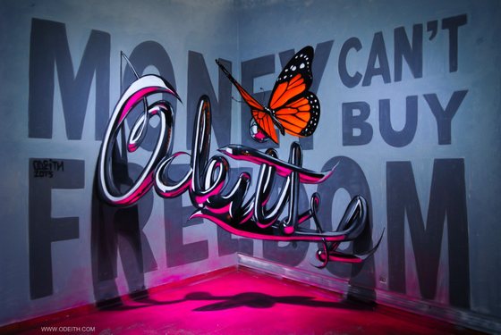 anamorphic-chrome-letters-odeith-MONEY-CANT-BUY-FREEDOM-2015