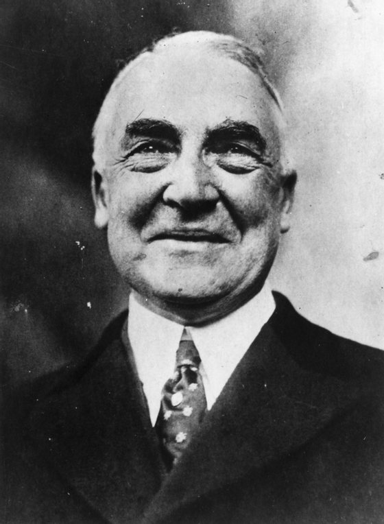 July 1923:  Warren Gamaliel Harding (1865 - 1923), the 29th American President, smiling.  (Photo by Topical Press Agency/Getty Images)