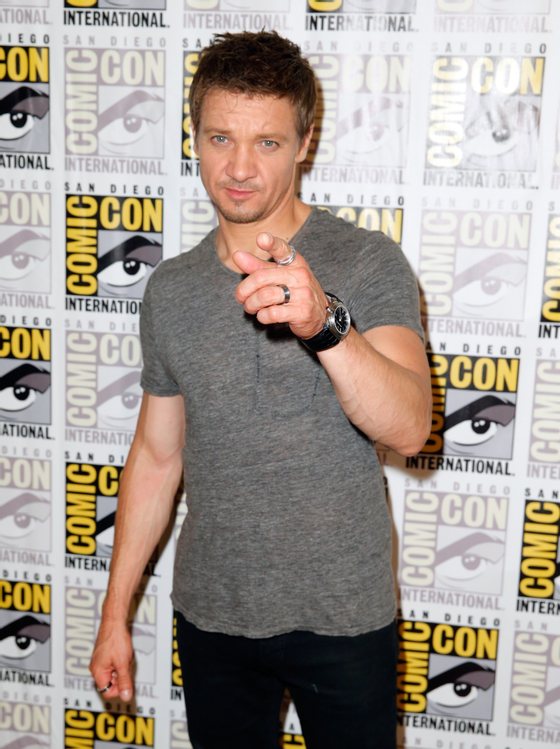 SAN DIEGO, CA - JULY 26:  Actor Jeremy Renner attends Marvel's Hall H Press Line for "Ant-Man" and "Avengers: Age Of Ultron" during Comic-Con International 2014 at San Diego Convention Center on July 26, 2014 in San Diego, California.  (Photo by Joe Scarnici/Getty Images for Disney)