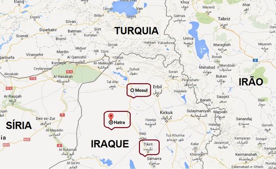 A cidade de Tikrit pode ter sido reconquistada como estratÃ©gia para retomar as cidades de Hatra e Mossul - Google Maps
