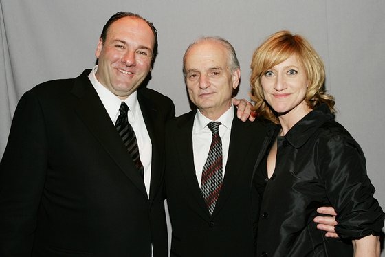 NEW YORK - MARCH 27:  (L-R) Actor James Gandolfini, creator and executive producer David Chase and actress Edie Falco attend the HBO premiere after party for "The Sopranos" at Rockefeller Center March 27, 2007 in New York City.  (Photo by Evan Agostini/Getty Images)
