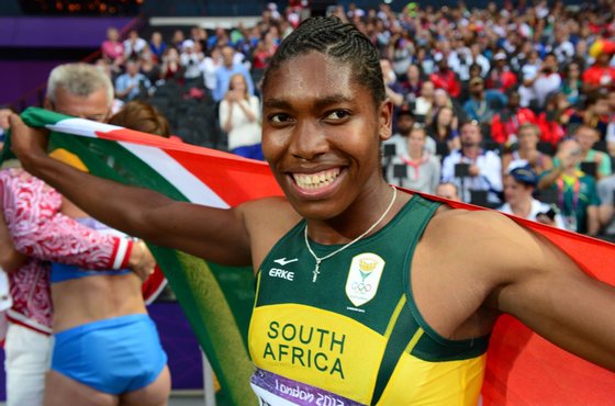 South Africa's Caster Semenya silver medalist celebrates after the women's 800m final at the athletics event of the London 2012 Olympic Games on August 11, 2012 in London.  AFP PHOTO / FRANCK FIFE        (Photo credit should read FRANCK FIFE/AFP/GettyImages)