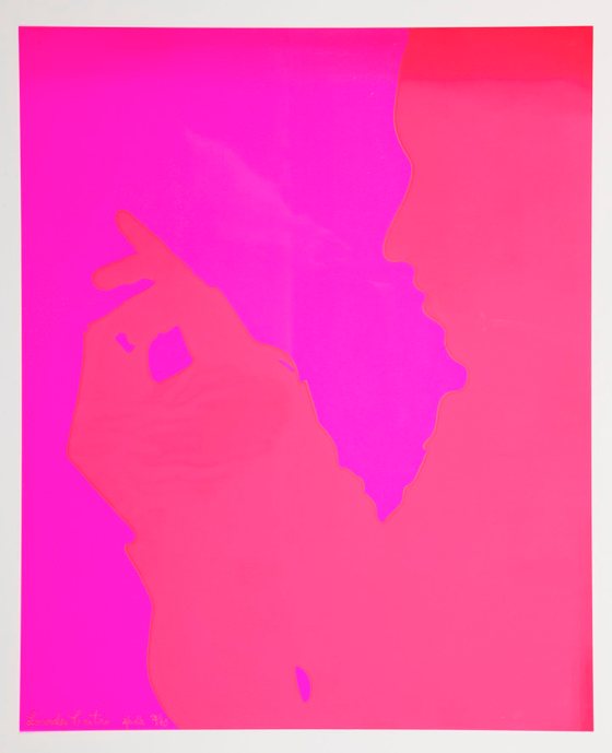 Sombra Projectada-Serigrafia em rodhoÃ¯d rosa fluor. ColeÃ§Ã£o da artÃ­sta