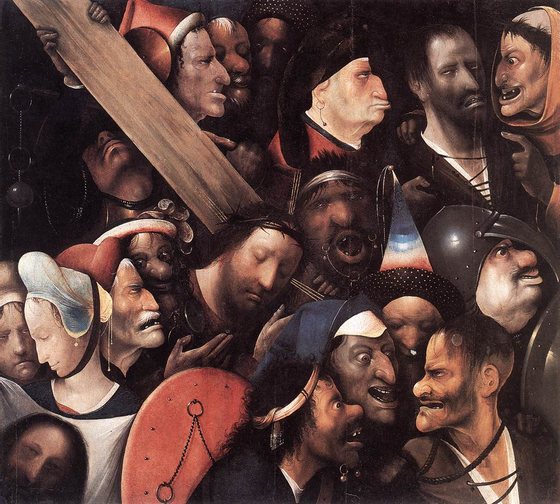 Jesus rodeado de predadores. Hieronymus Bosch (ou um seu discÃ­pulo), c.1510-35