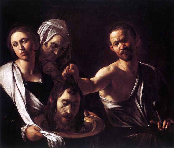 Uma das duas versÃµes de Caravaggio para SalomÃ© com a cabeÃ§a de S. JoÃ£o Baptista. Esta Ã© a versÃ£o de c. 1607 que estÃ¡ na National Gallery de Londres, a outra estÃ¡ em Madrid