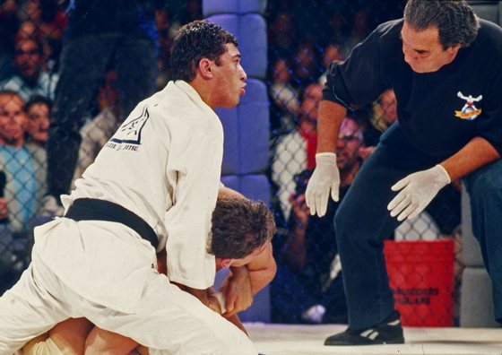 DENVER, CO - NOVEMBER 12: Royce Gracie in action during the Ultimate Fighter Championships UFC 1 on November 12, 1993 at the McNichols Sports Arena in Denver, Colorado. (Photo by Holly Stein/Getty Images)