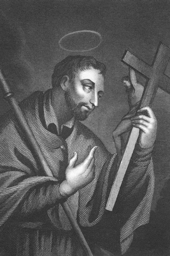 Basque Jesuit missionary Saint Francis Xavier (1506 - 1552) worships the Holy Cross, circa 1540. (Photo by Hulton Archive/Getty Images)