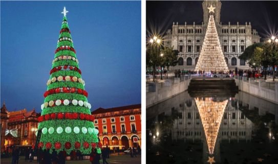 Ãrvores de Natal de Lisboa e Porto em 2018. Imagens de Pinterest.